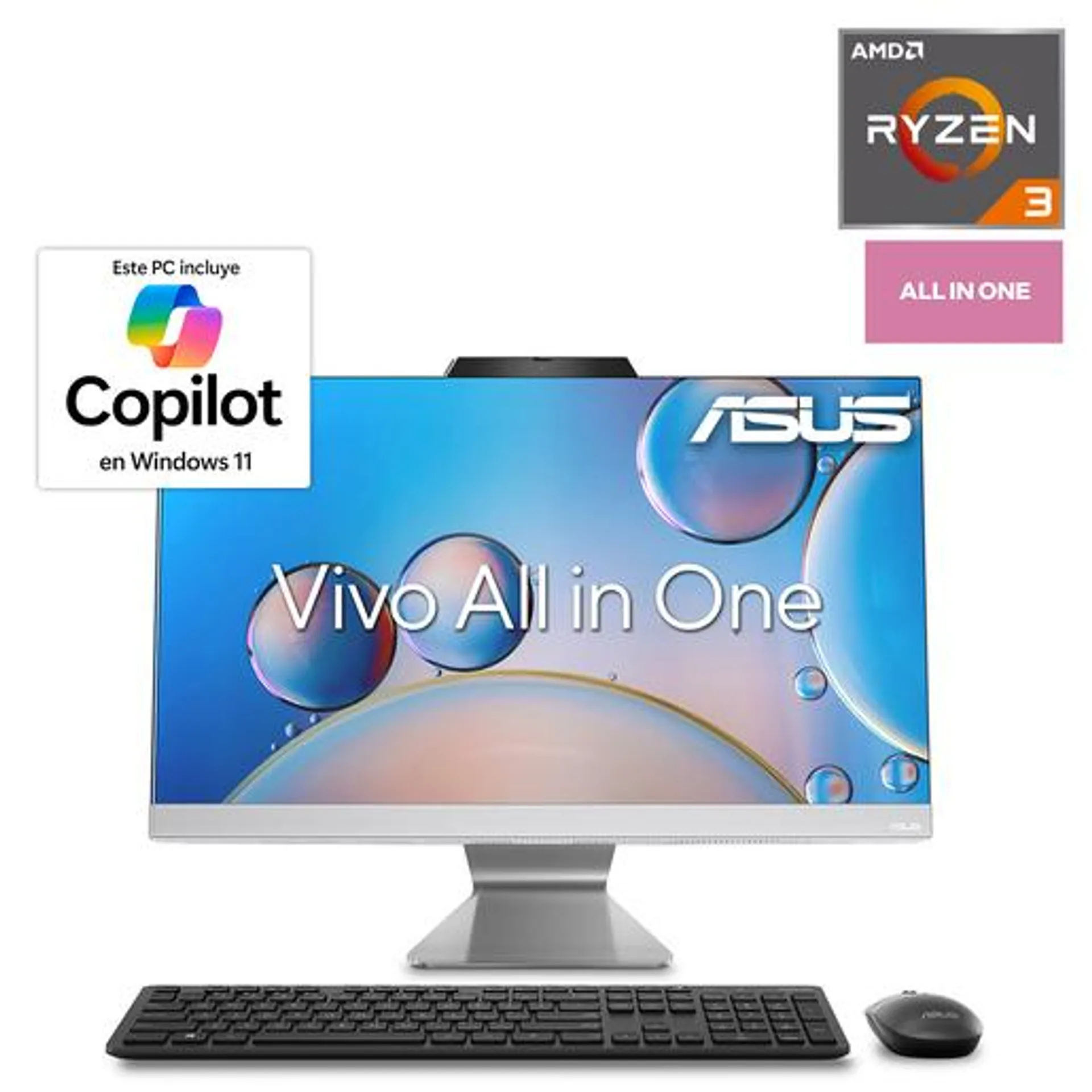 Computadora All in One AIO Asus M3402 AMD Ryzen 3 23.8 pulg. 512gb SSD 8gb RAM Blanco