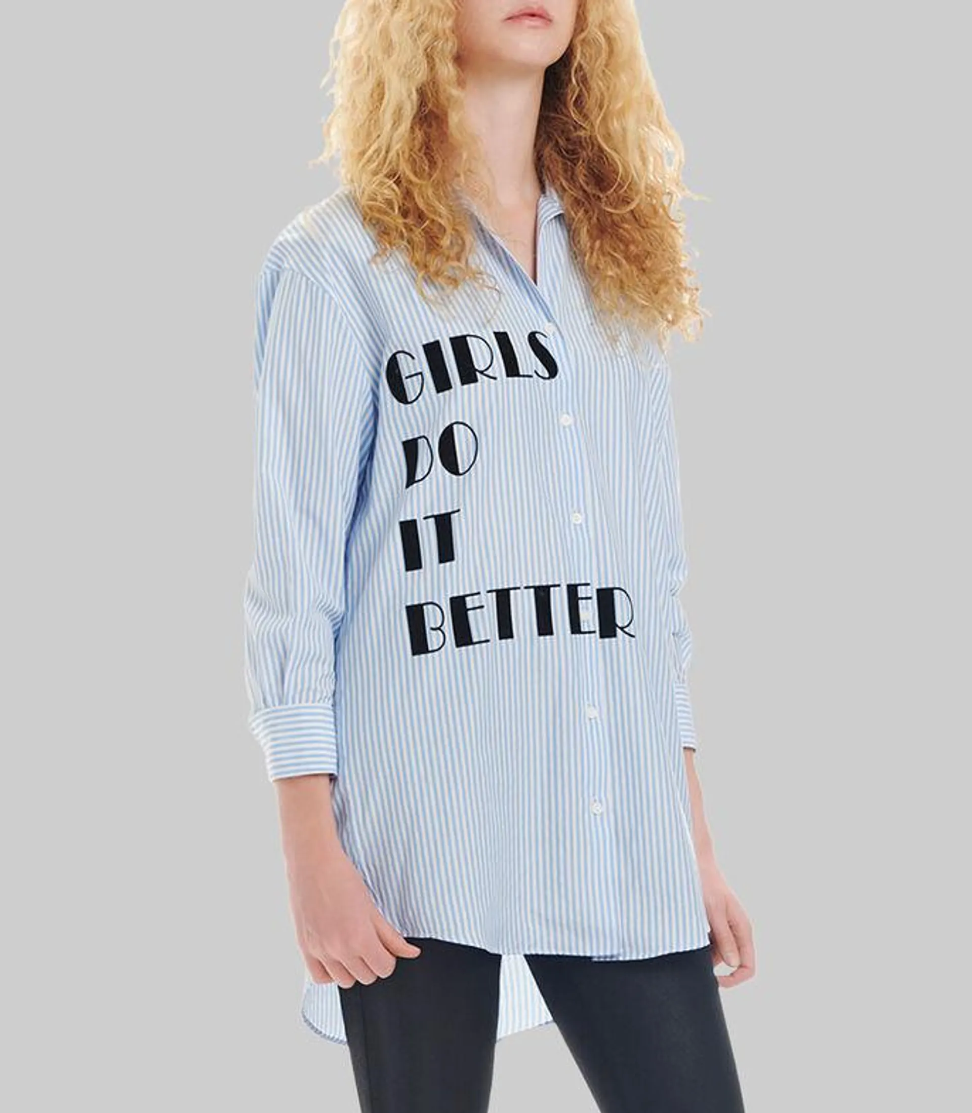 Camisa Oversized Rayas Print Texto Mujer