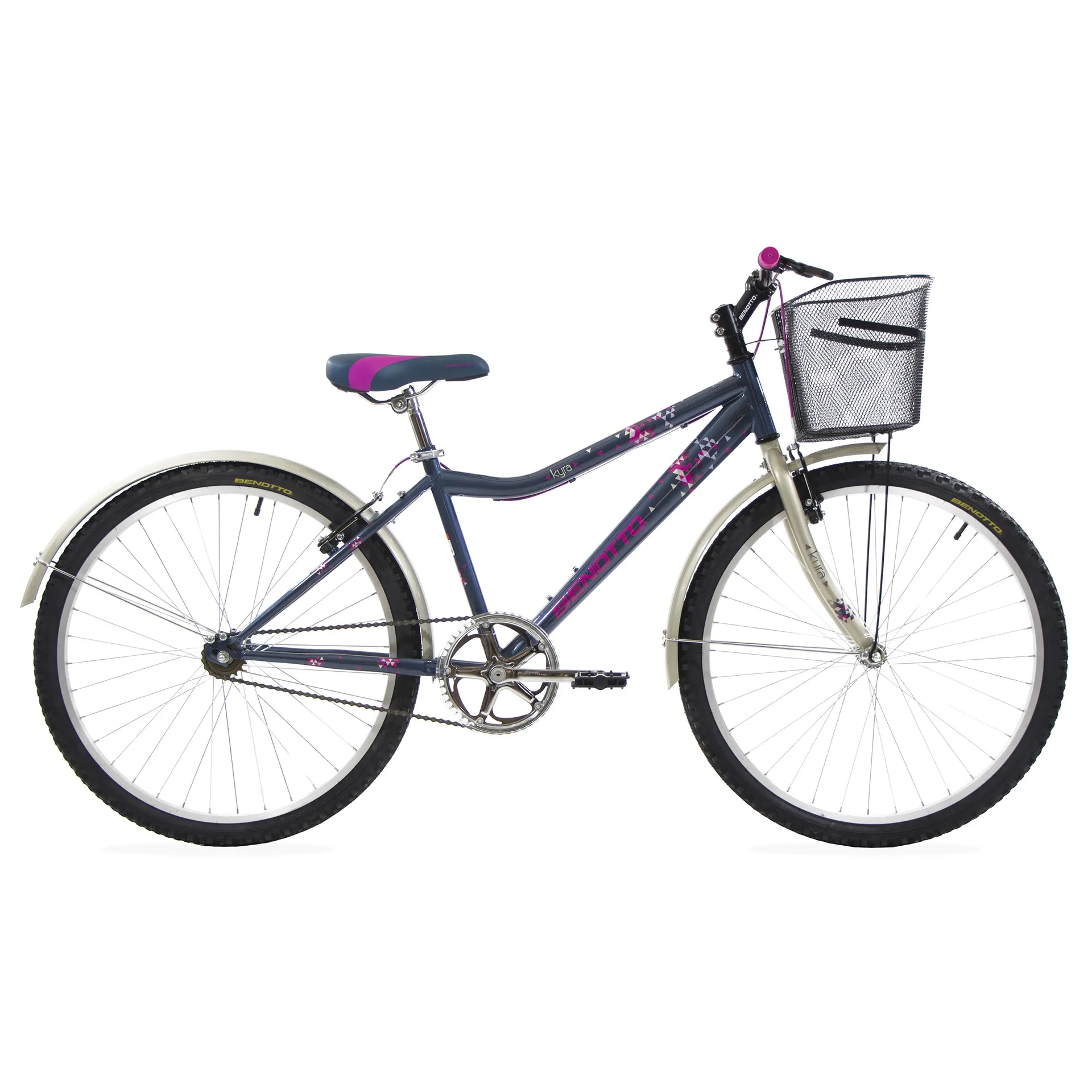 Bicicleta BENOTTO Montaña KYRA R26 1V. Mujer Frenos ”V” Acero Azul/Oro Palido Talla:UN