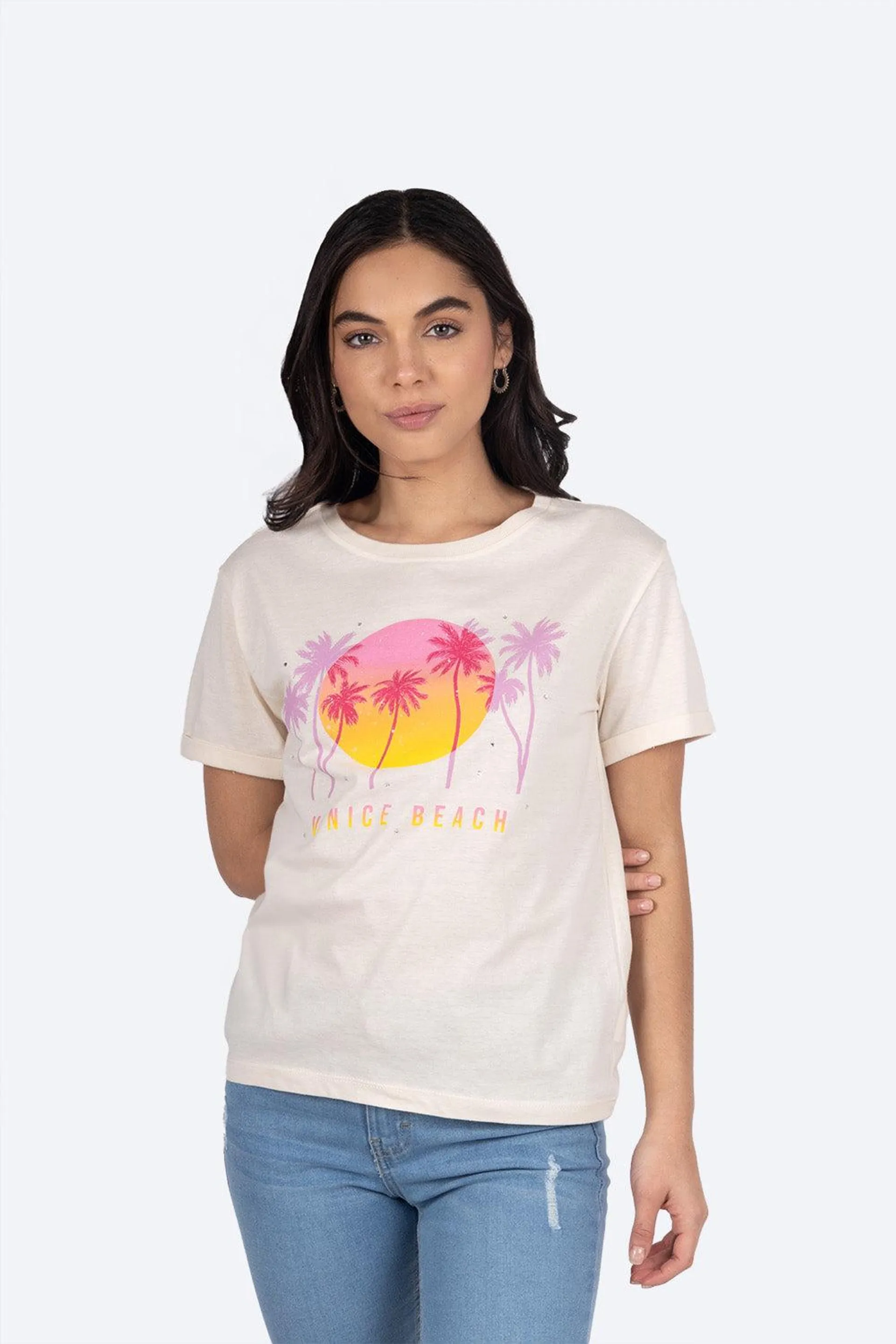 Playera estampada palmeras