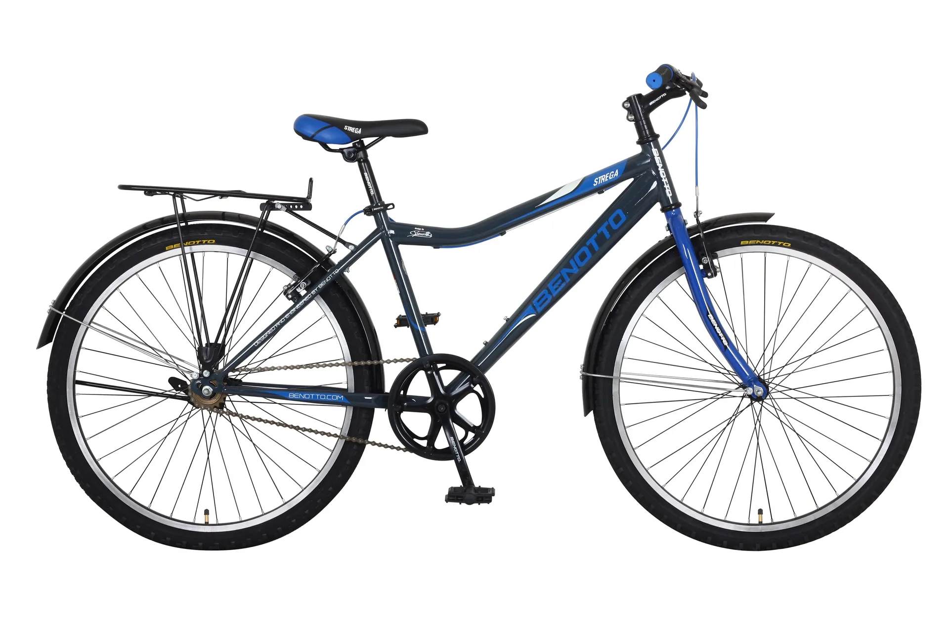 Bicicleta BENOTTO Montaña STREGA R26 1V. Hombre Frenos ”V” Acero Gris/Azul Talla:UN