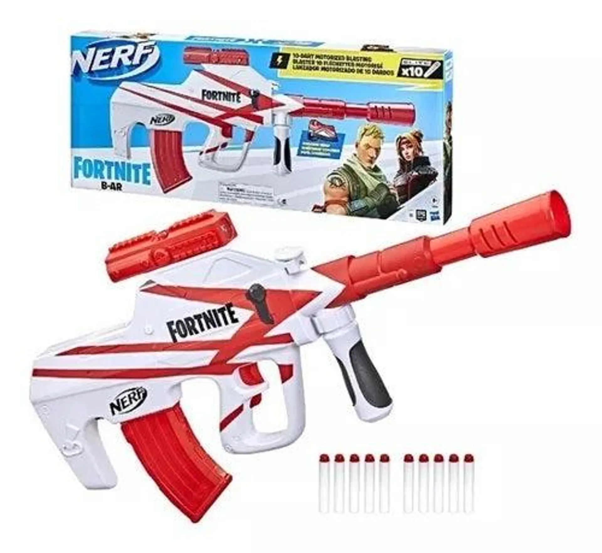 Nerf Fortnite B-AR Dart, Lanzador Motorizado de 10 Dardos