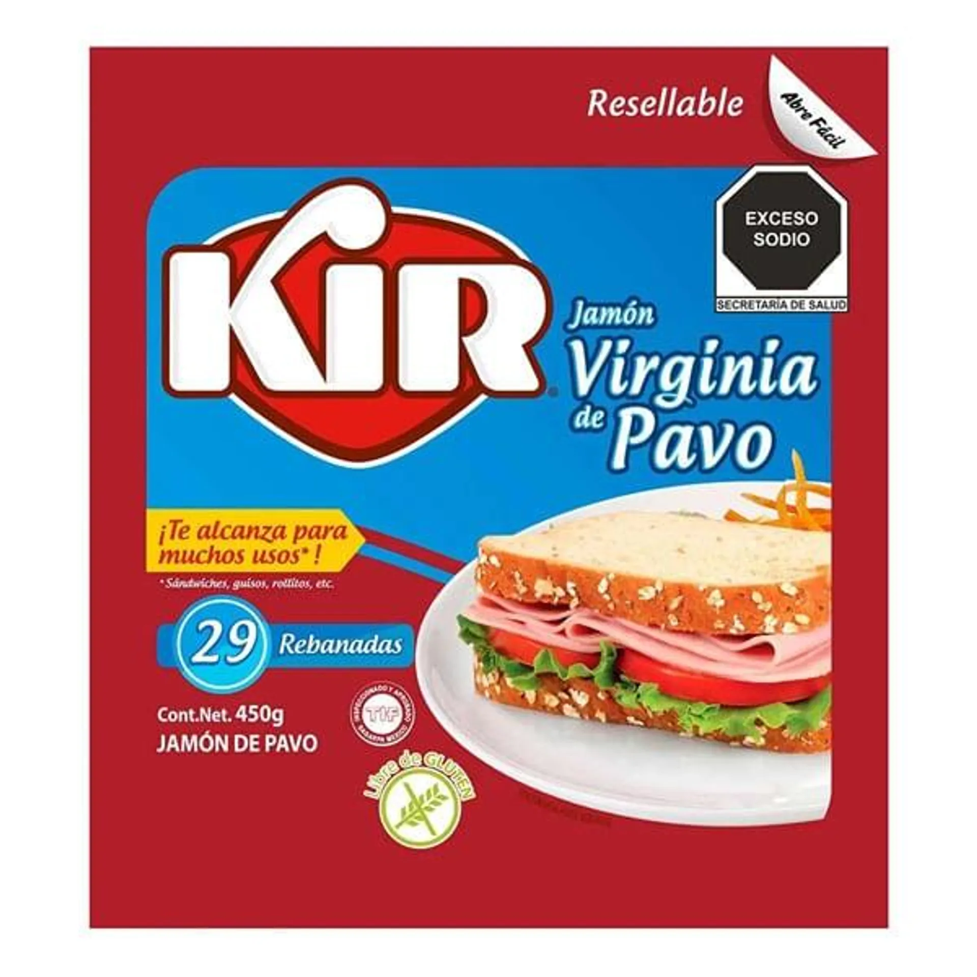 Jamón Kir virginia pavo 450 g