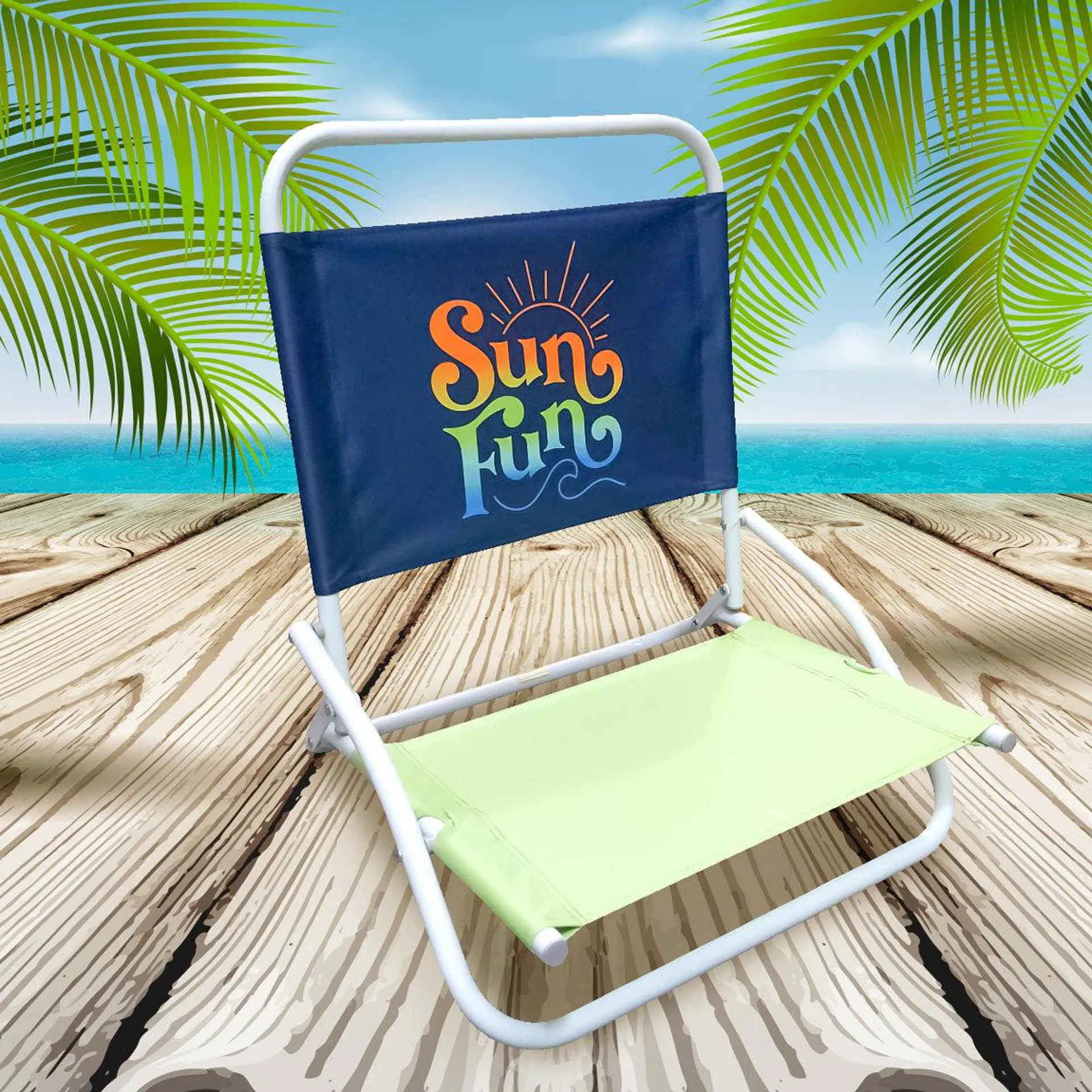 Silla de Playa Sun Fun color Azul con Verde