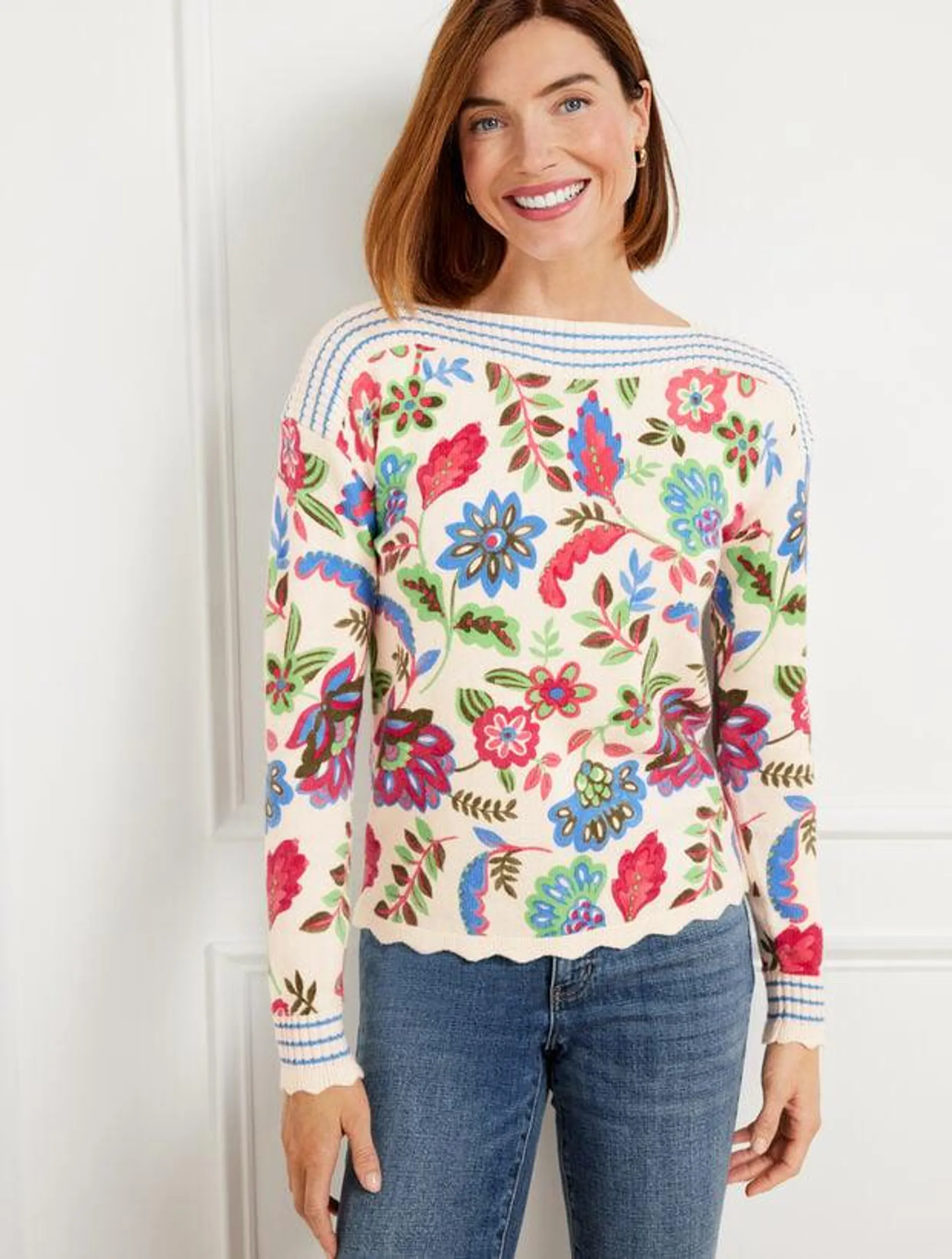 Bateau Neck Pullover - Darling Floral