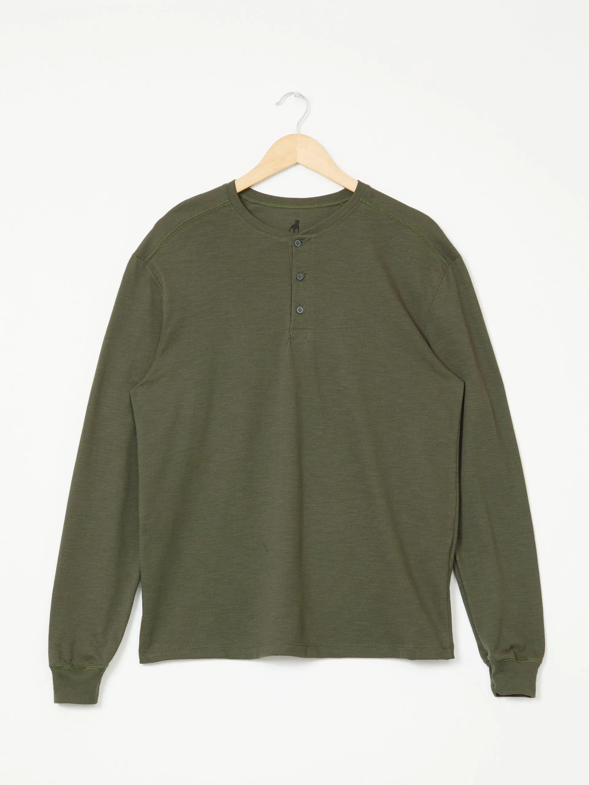 Playera Manga Larga Henley Olivo