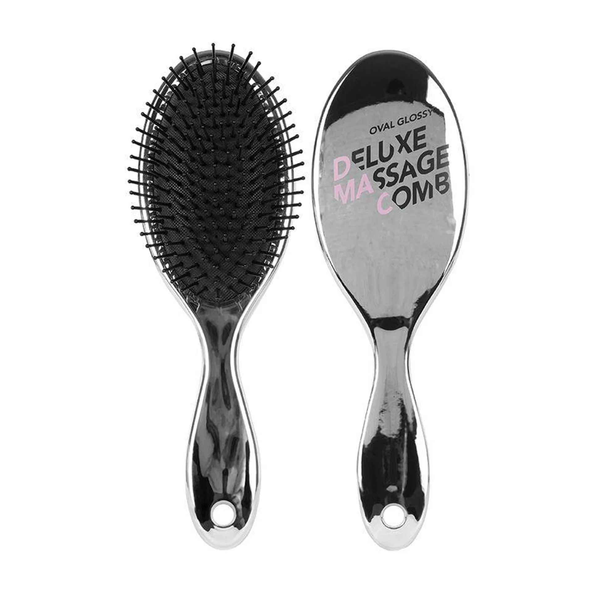 Cepillo Para Cabello Masajeador Ovalado Plateado