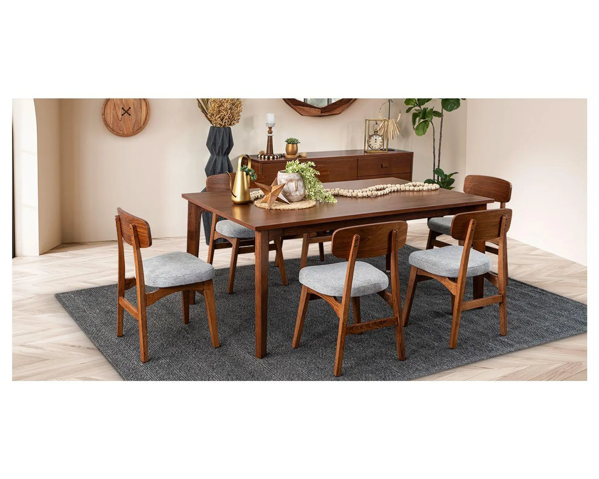 Comedor Chapa Natural De Tzalam Oslo Gris 7 Piezas