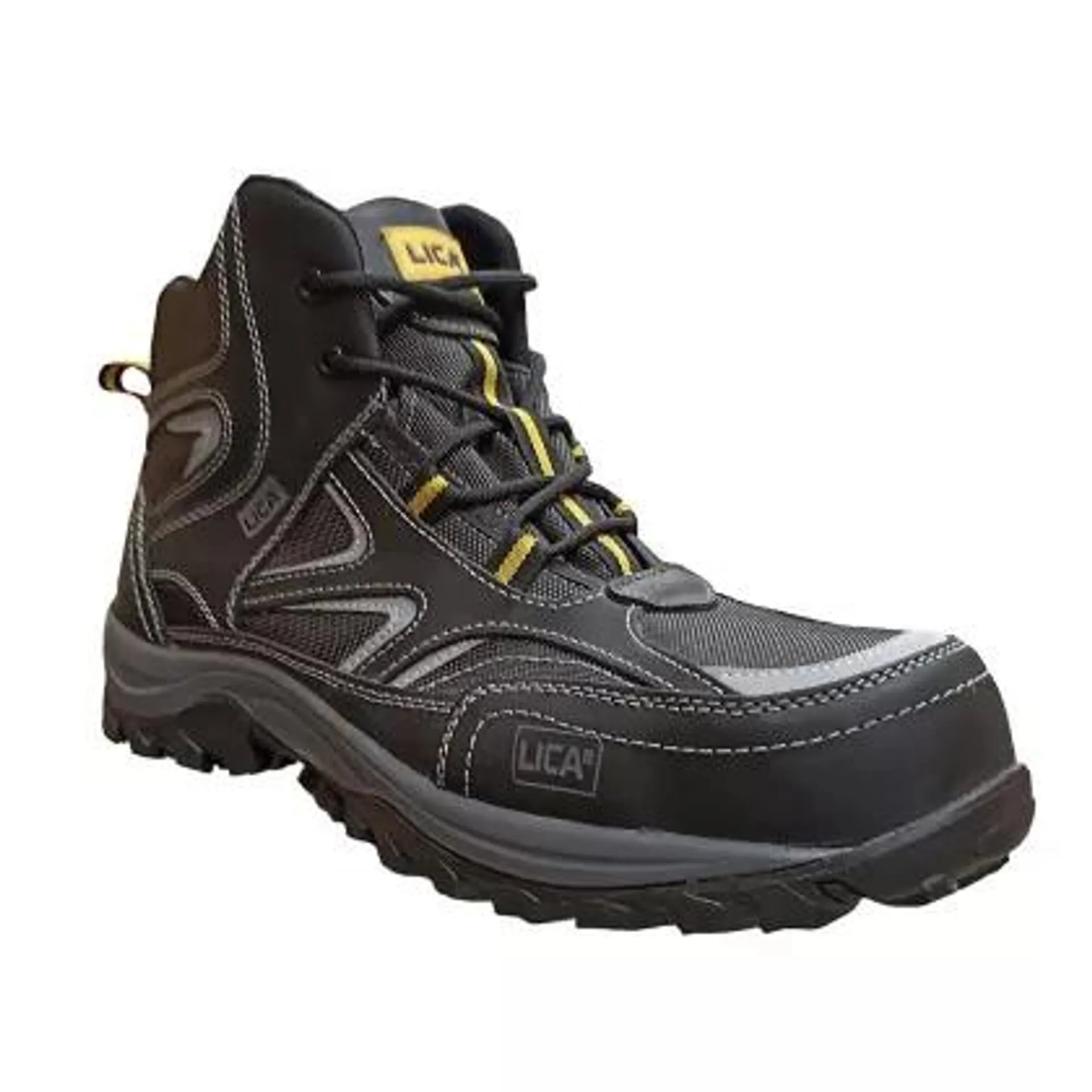 Bota Neg/Gr 65% Piel Nobuck + 35% Tela Gris + 1% Cinta Reflejante T 29