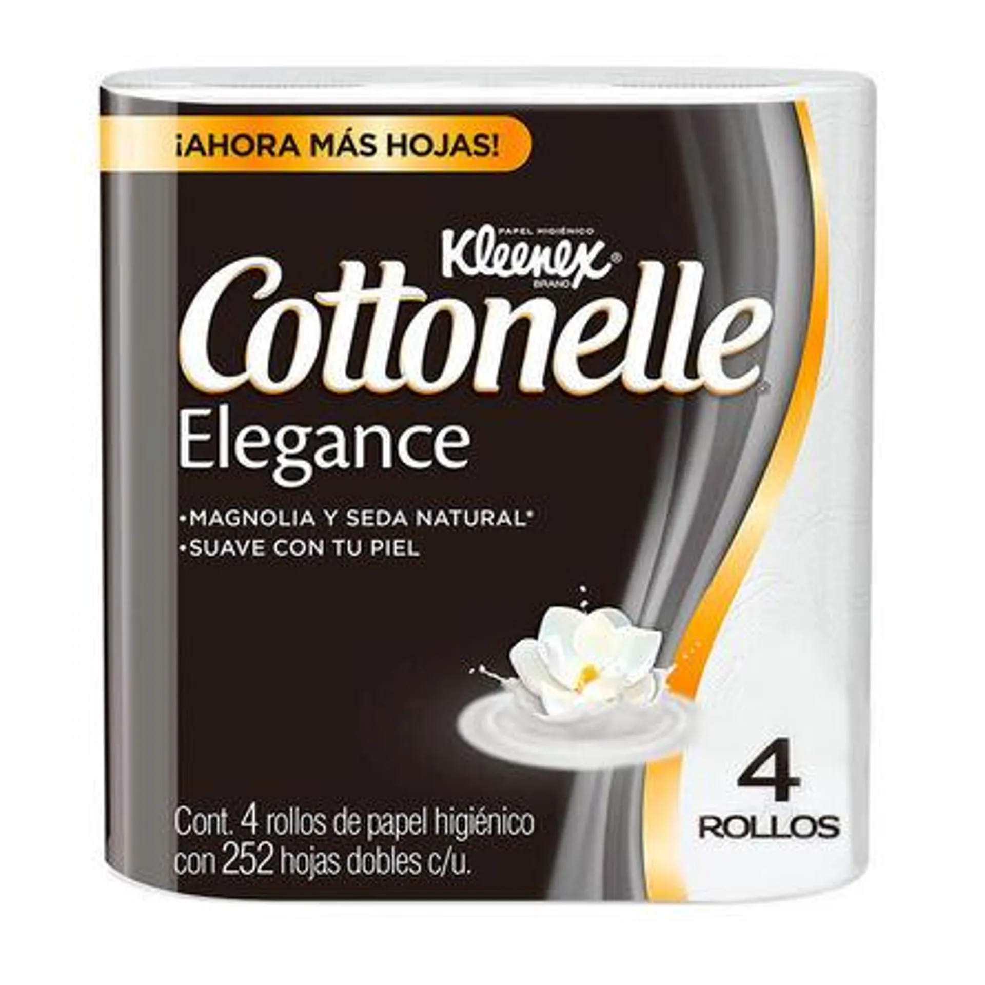 Papel Higiénico Kleenex Cottonelle Elegance 4 Rollos, 252 Hojas Dobles