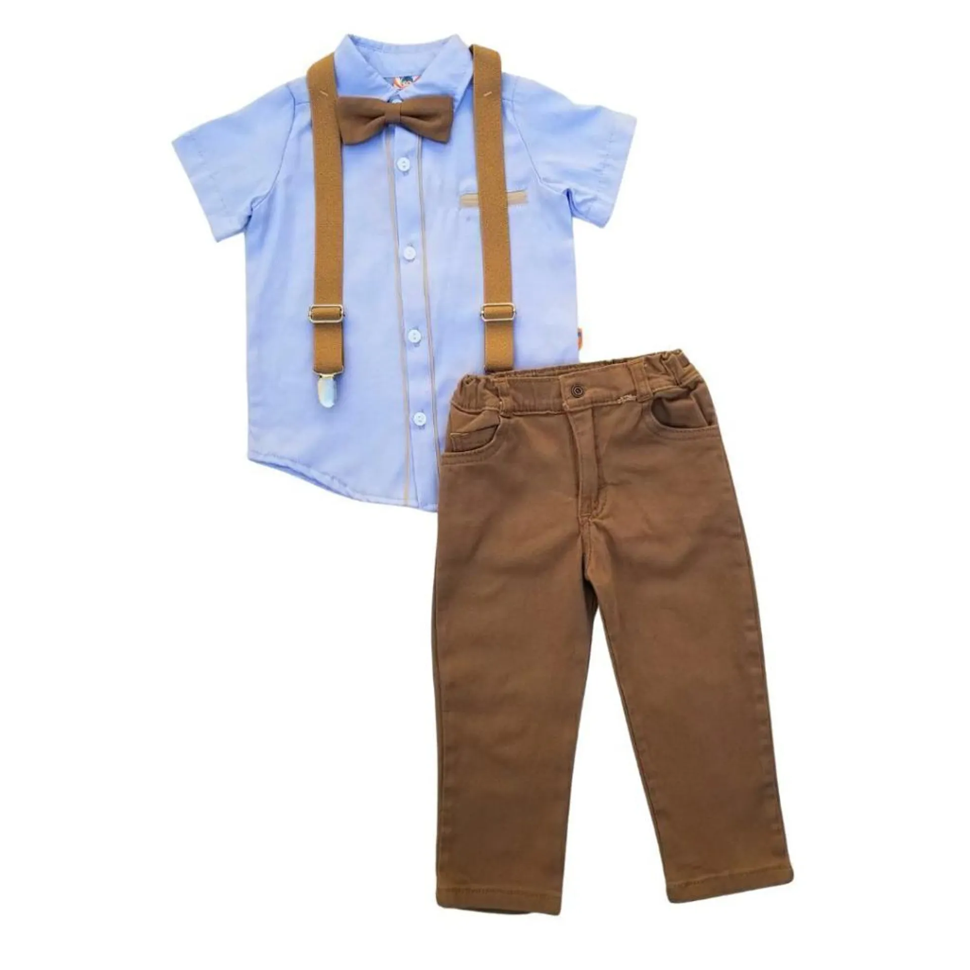 Conjunto de 4 piezas con tirantes y moño
