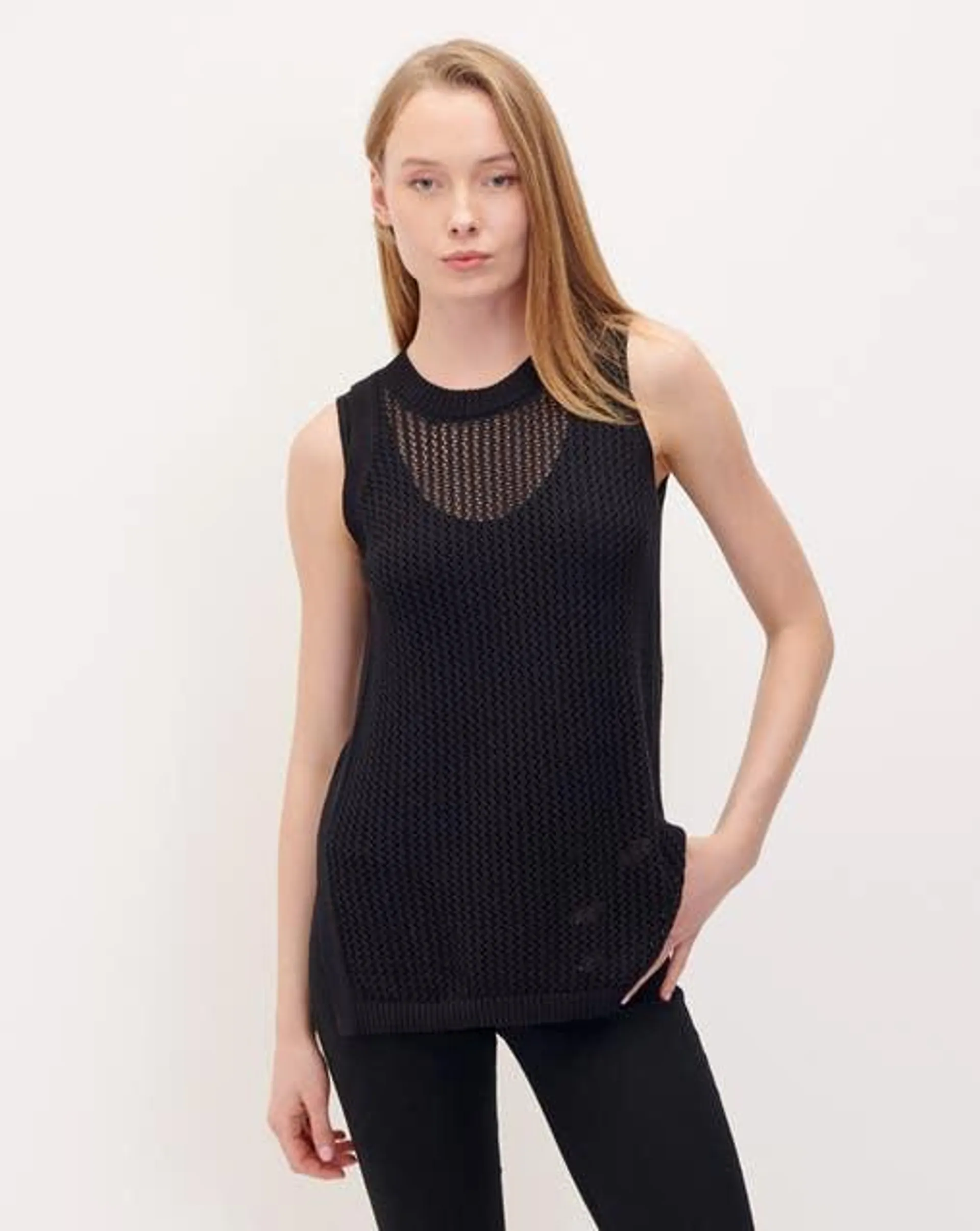 Blusa Negra Tejido Calado