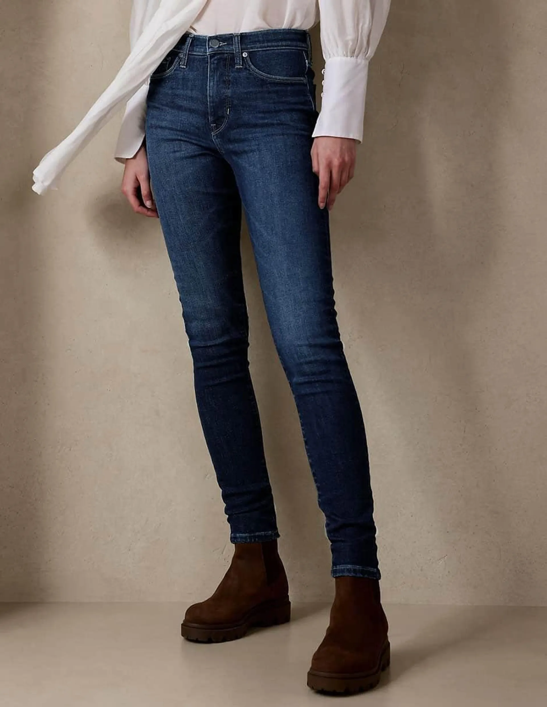 Jeans skinny corte cintura alta para mujer