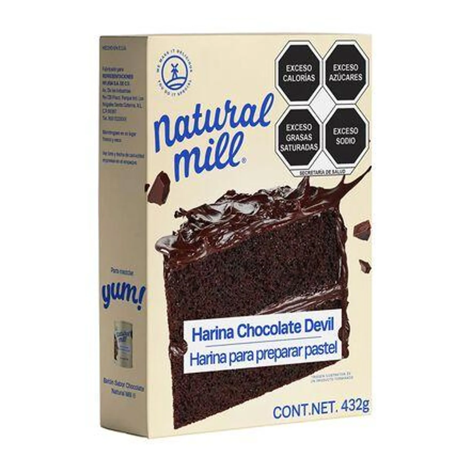 Harina para preparar pastel Natural Mill sabor chocolate devil 432 g