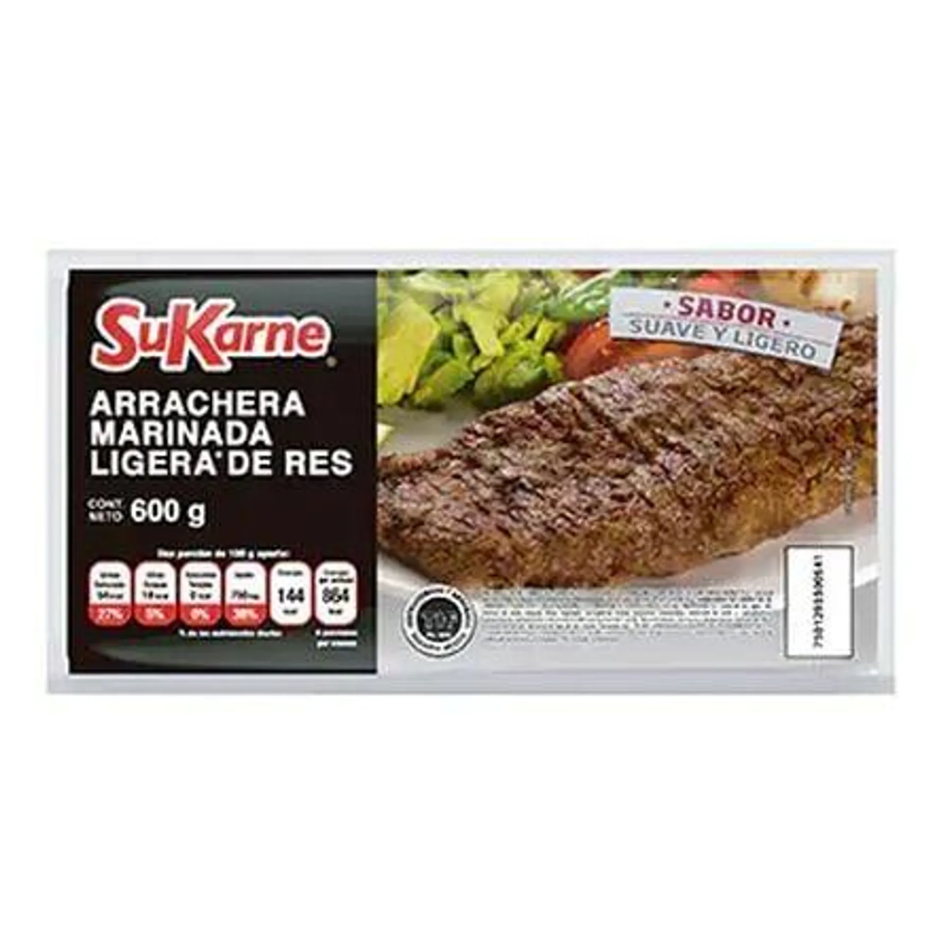 Arrachera de Res Marinada SuKarne 600 Gramos