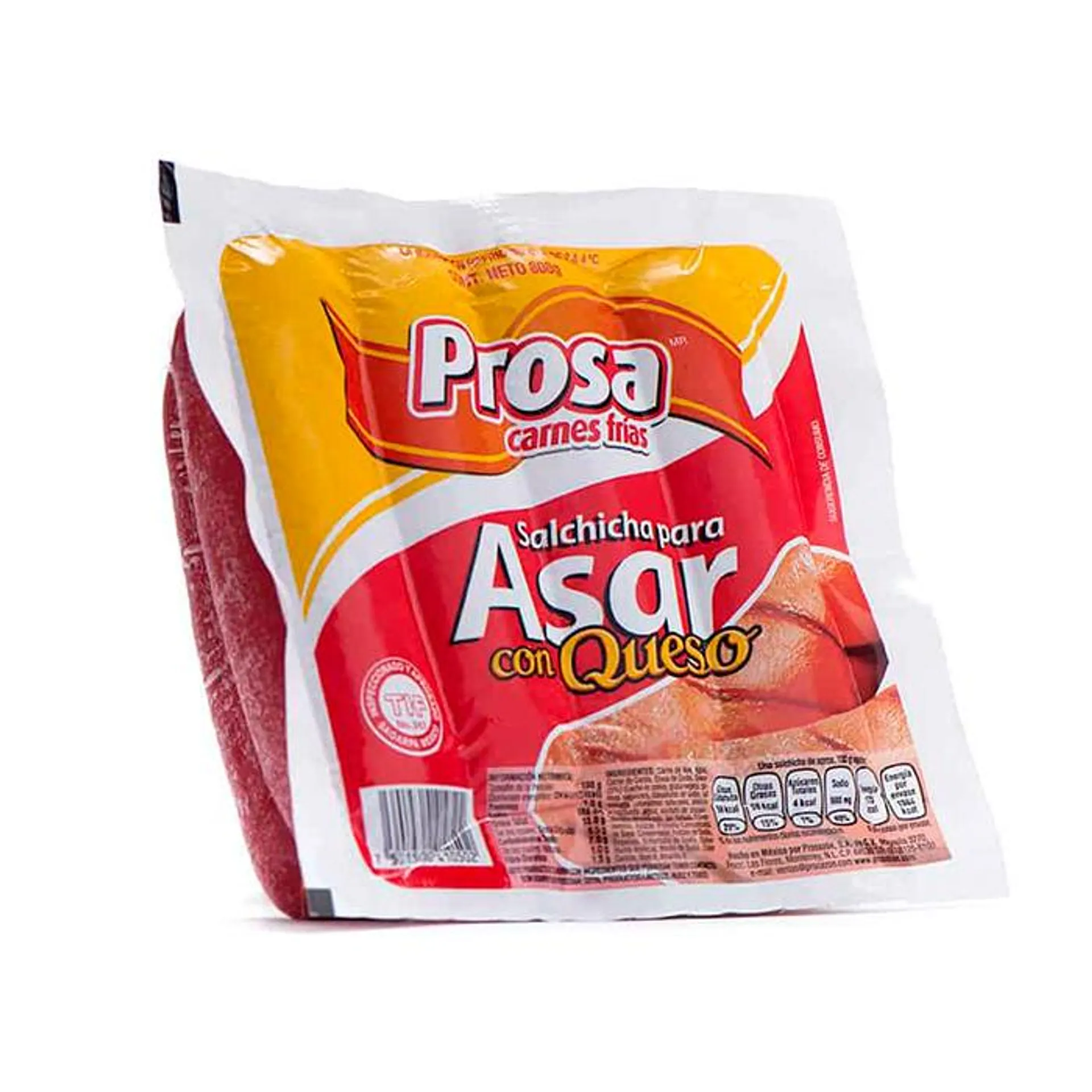 SALCHICHA P/ASAR CON QUESO PROSA PZ 800 g