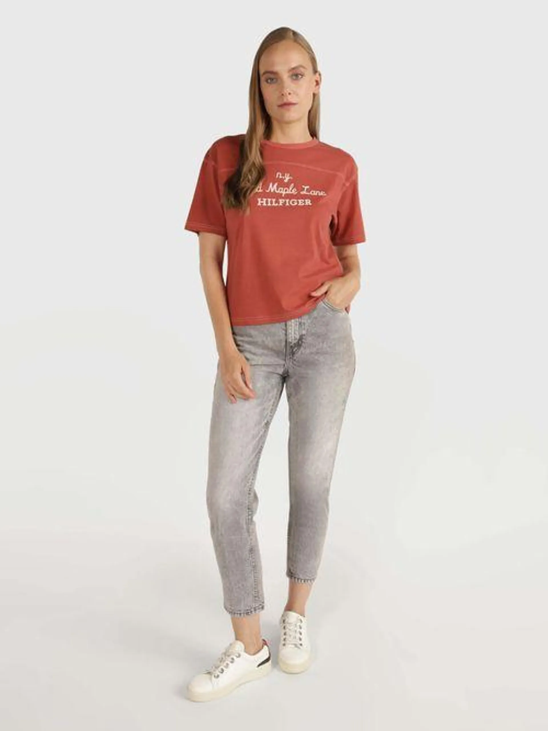 Playera con estampado afelpado de mujer Tommy Hilfiger