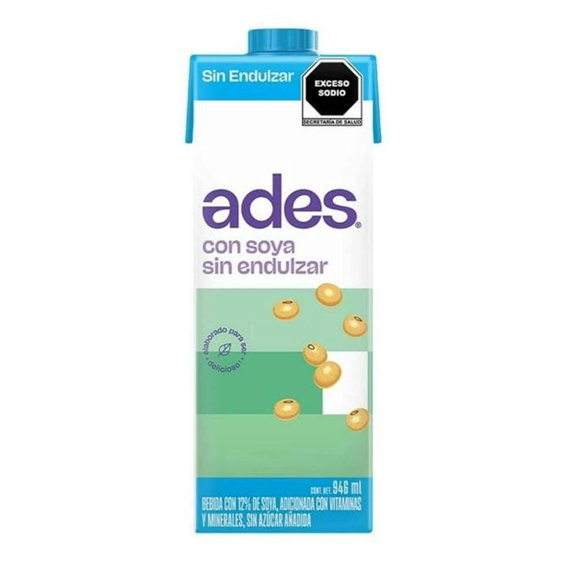 Alimento líquido Ades de soya reducido en azúcar sabor natural 946 ml