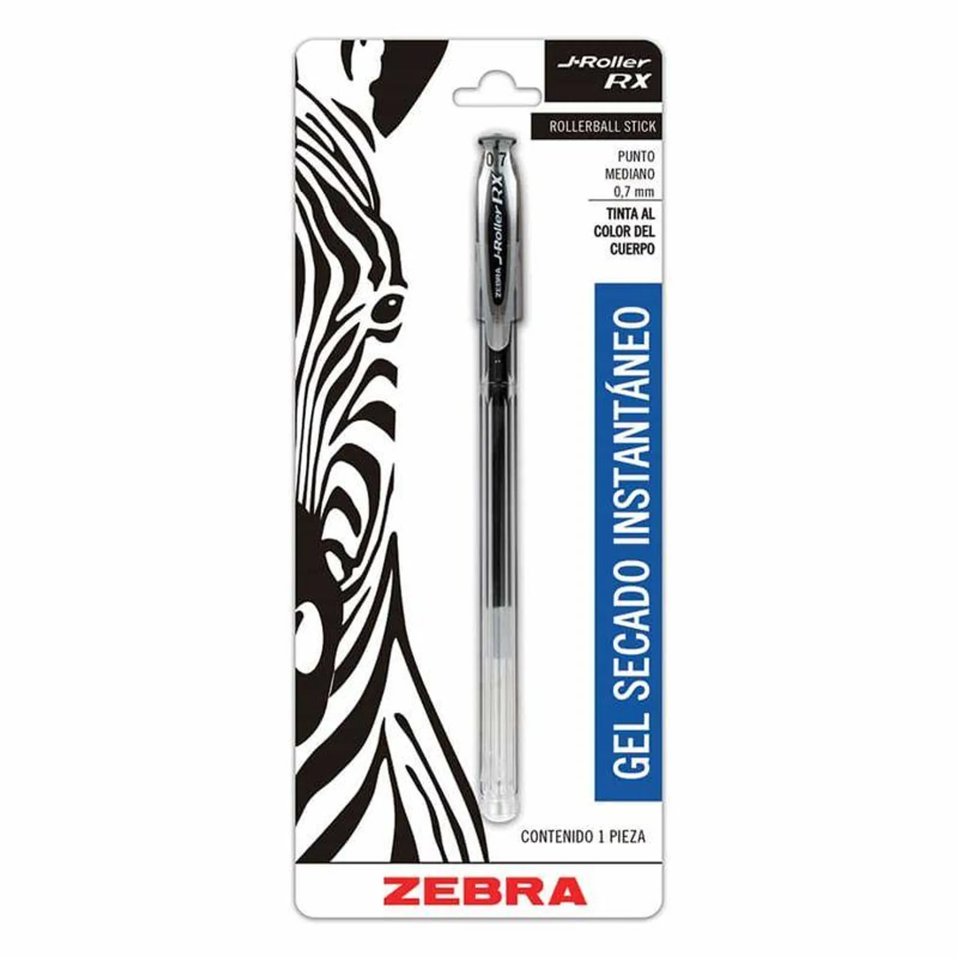 Bolígrafo de Gel Stick de 7 mm Negro Blíster J-Roller Zebra