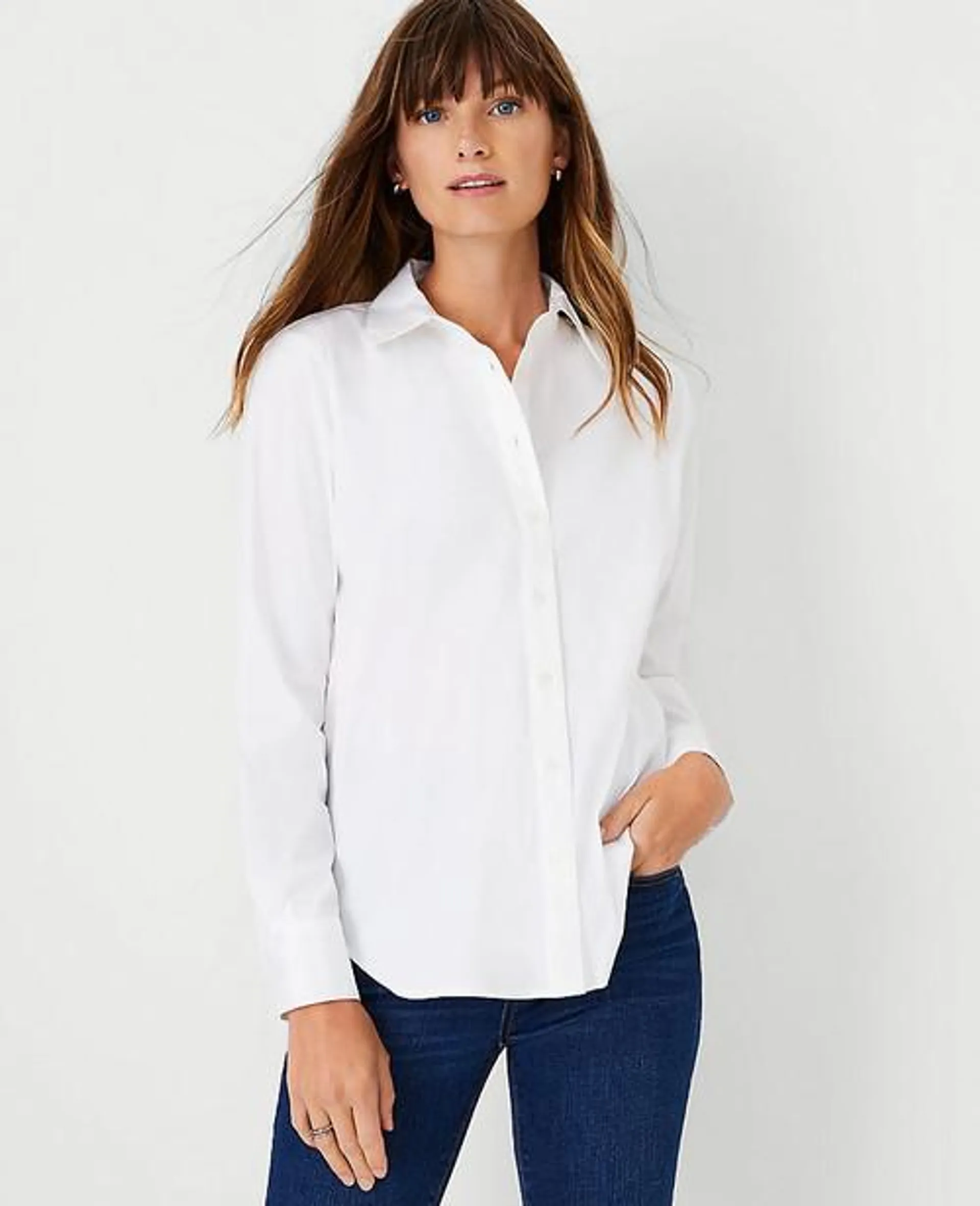 Camisas Ann Taylor Relaxed Perfect Blancos | 675039-NCM