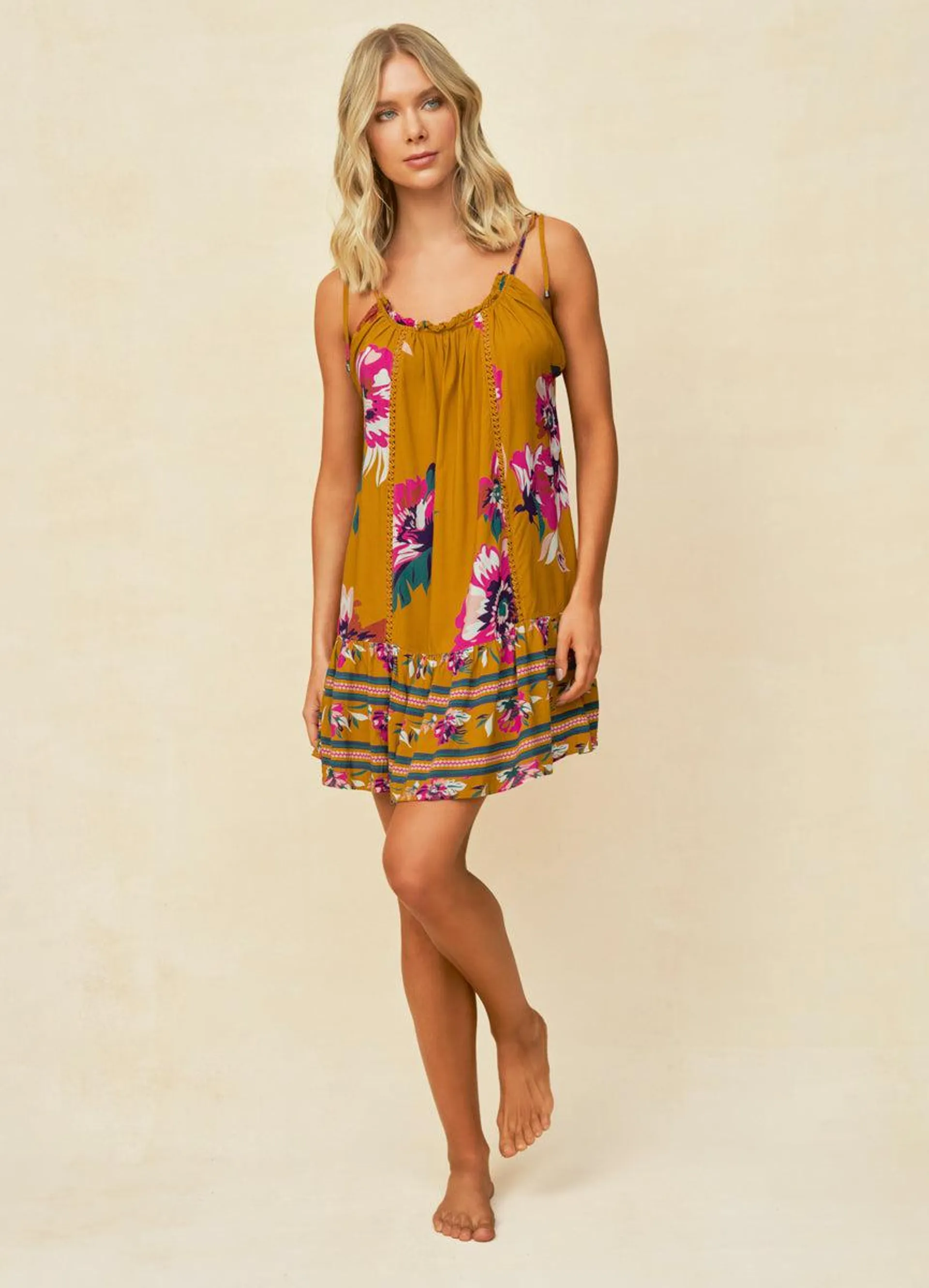 Romantic Buttercup Magnolia Short Dress