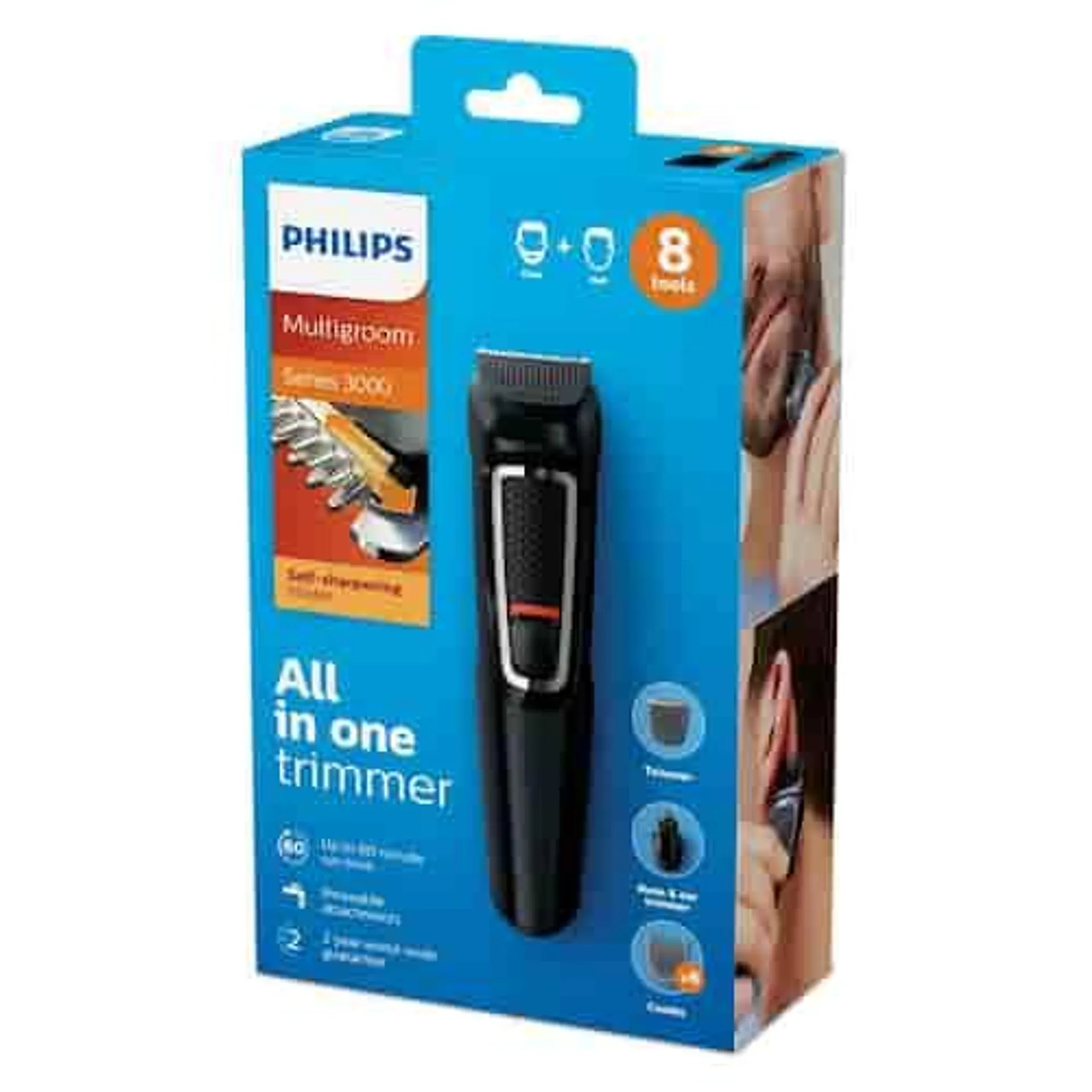 Recortadora Philips MG3730/15 8 En 1 Rostro Y Cabello