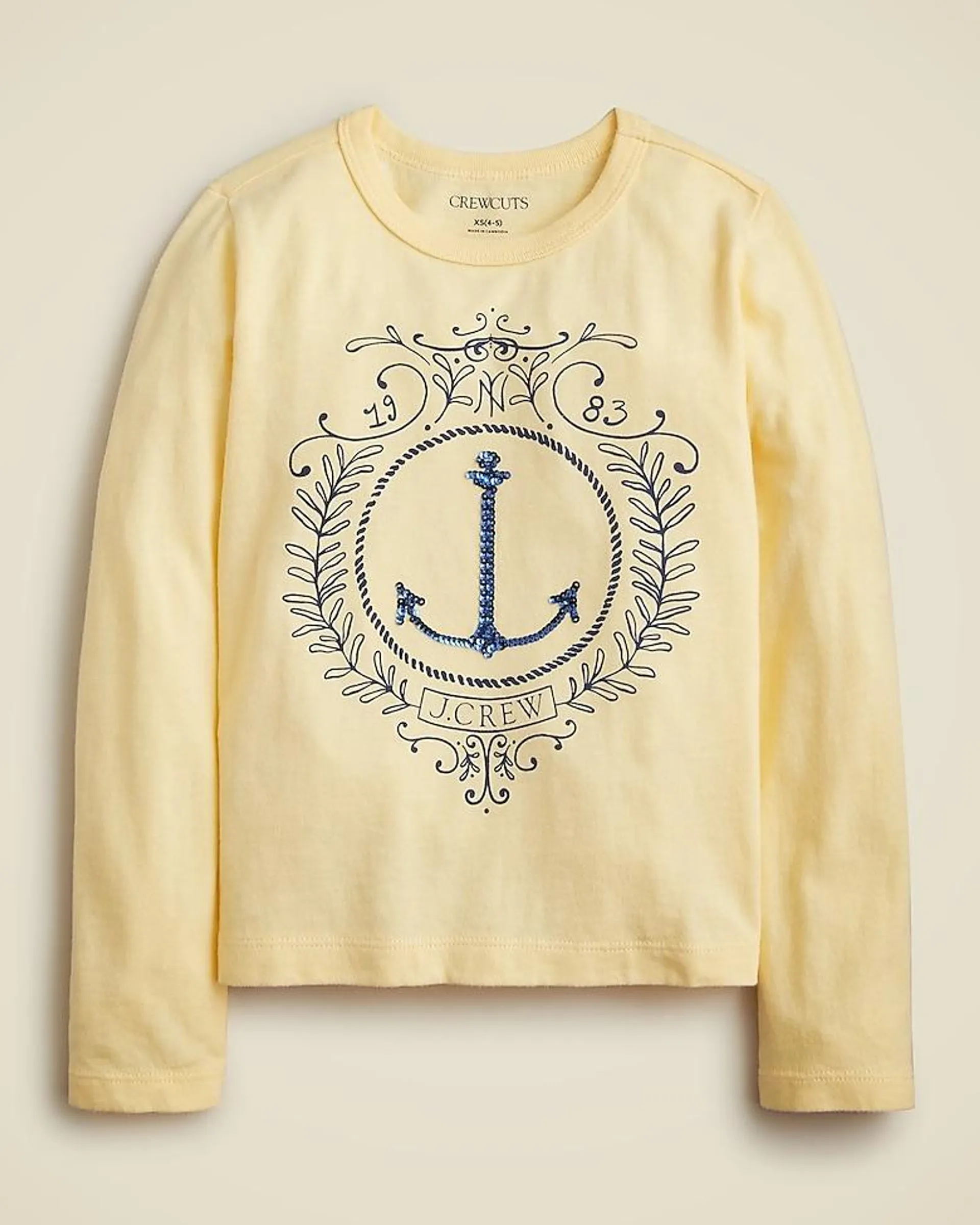 Girls' anchor graphic T-shirt with sequins