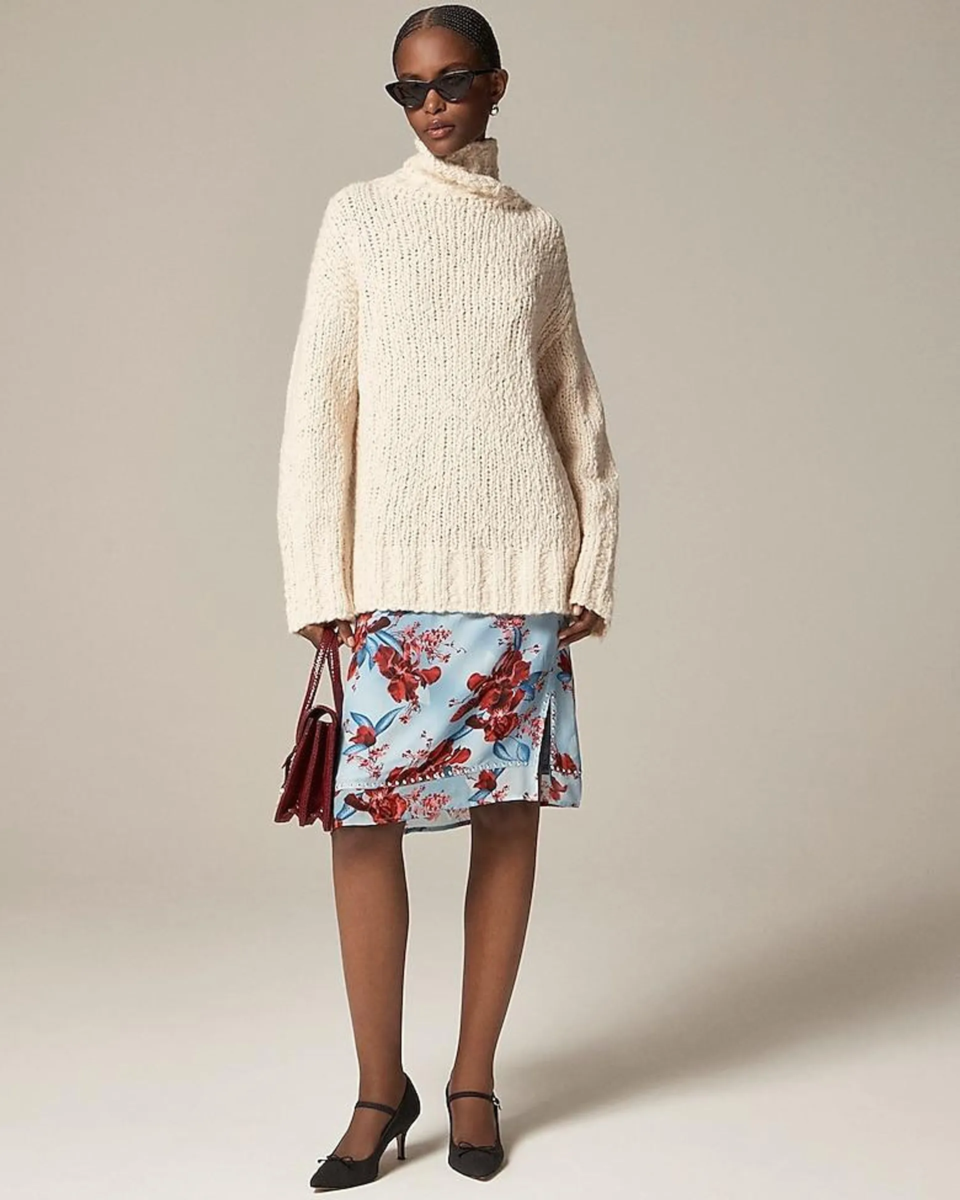 Oversized turtleneck sweater in textured yarn