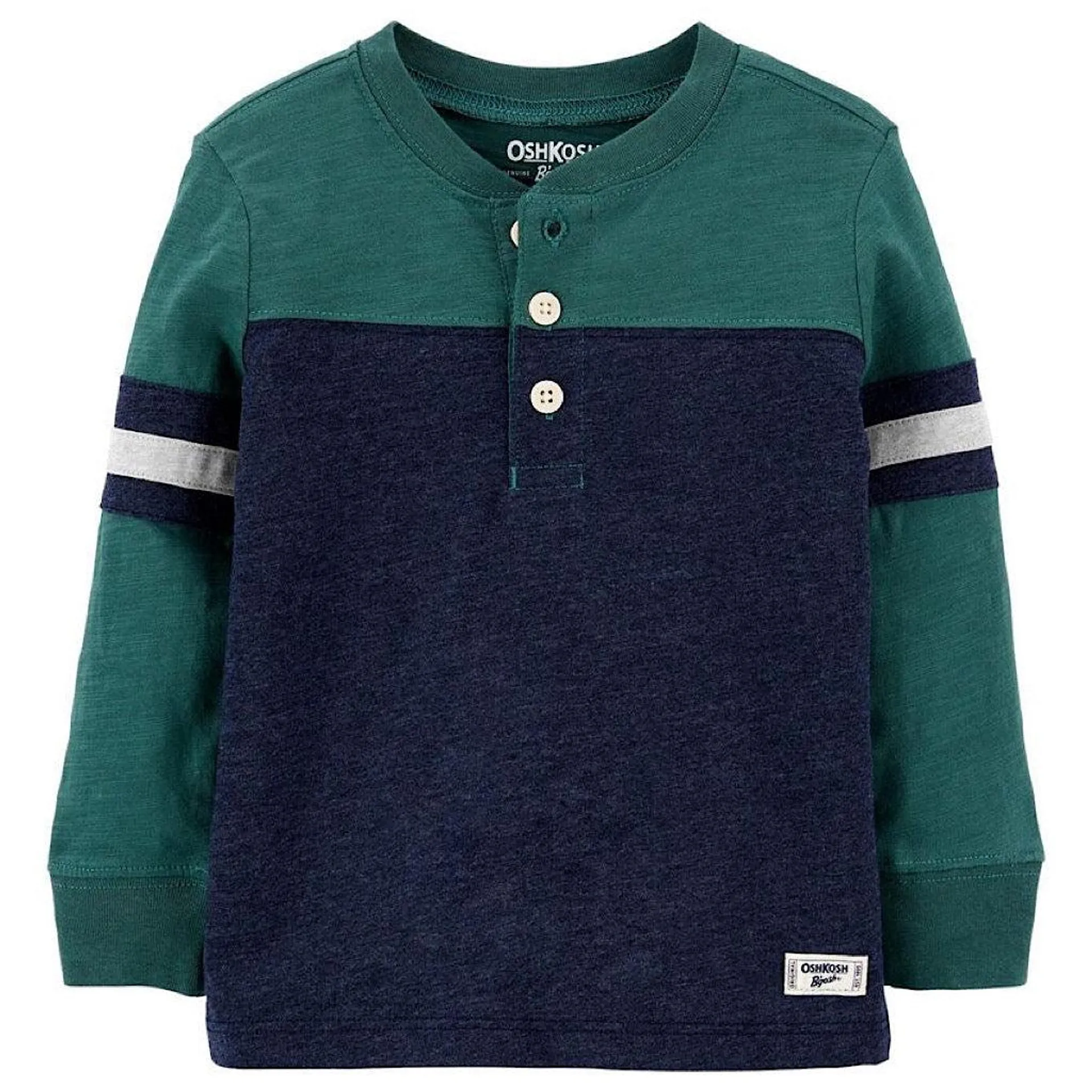 Playera Oshkosh henley azul verde niño