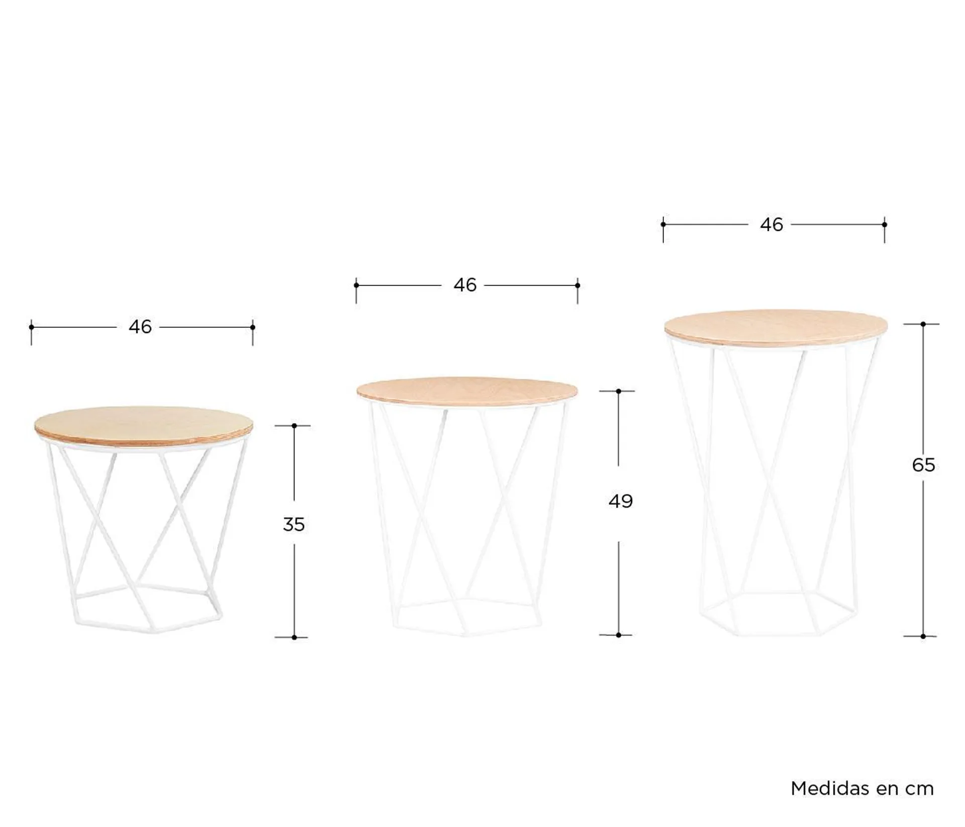 Set de 3 Mesas Hexa - Blanco