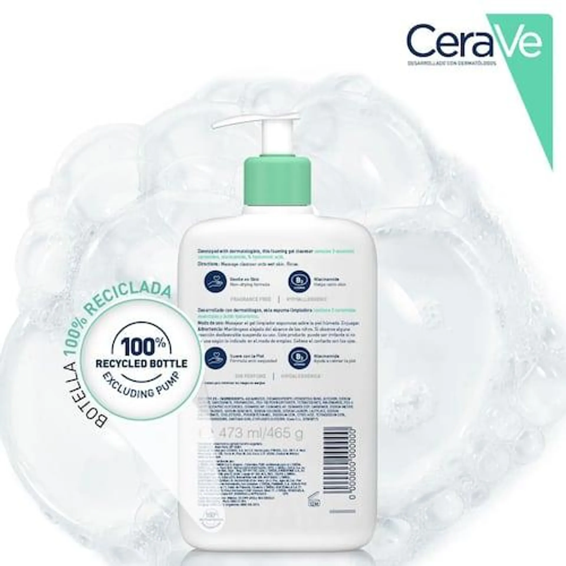 Cerave Gel Limpiador Espumoso 16 oz / 473 ml