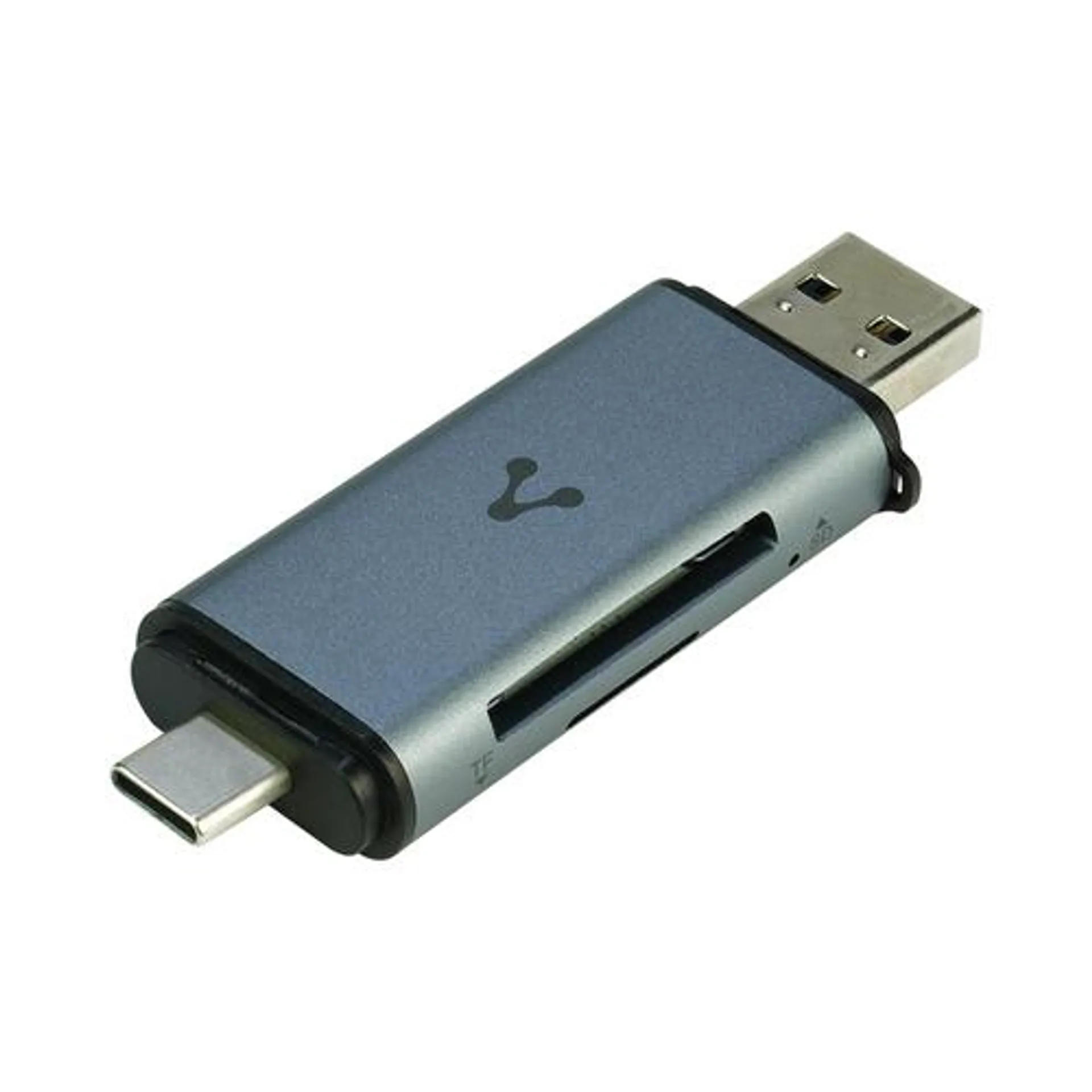 Lector De Memorias Vorago Cr-350 Lector Para Sd Y Microsd Conexión Usb-A Y Usb-C Gris