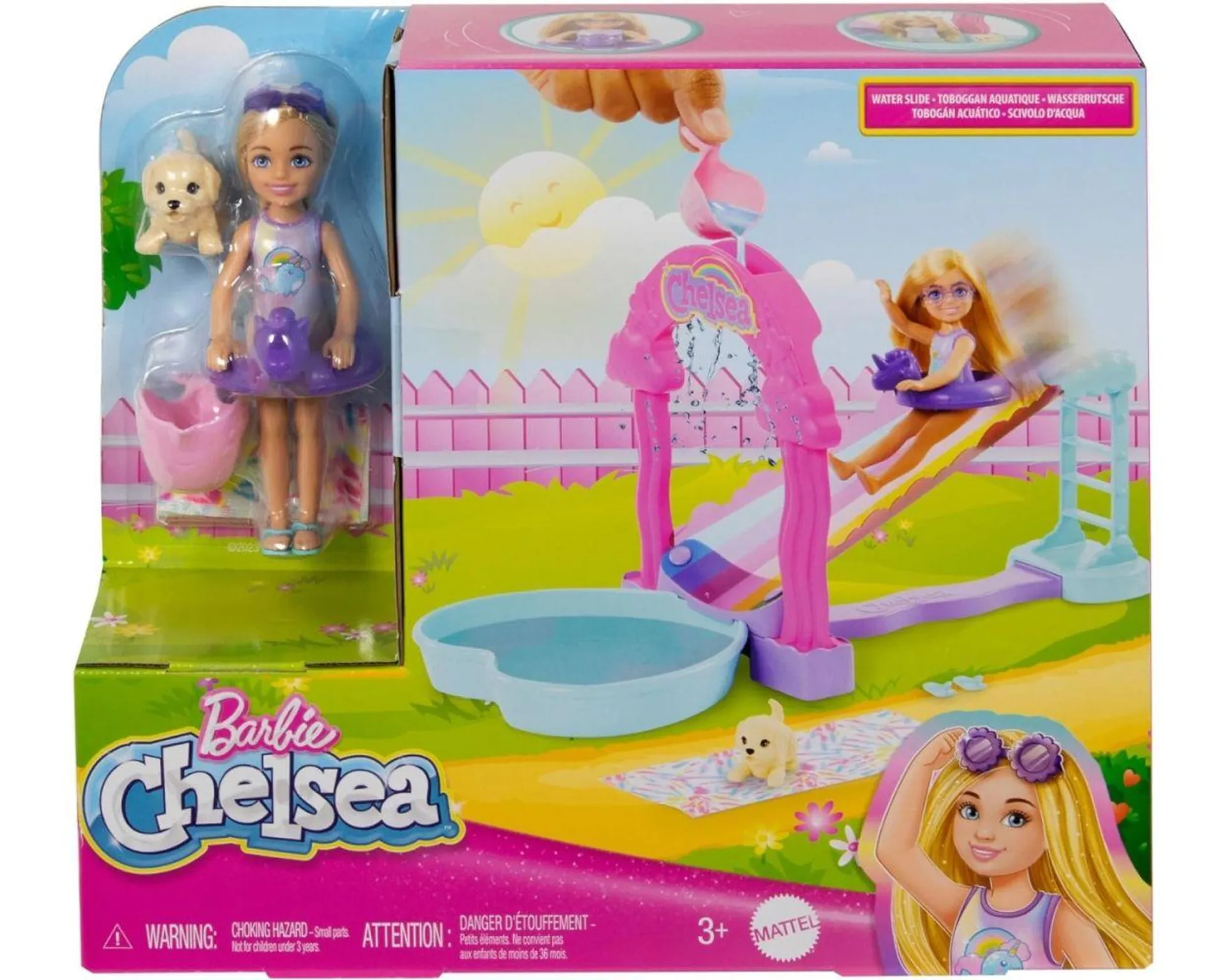 Barbie Chelsea Parque acuático tobogán arcoíris