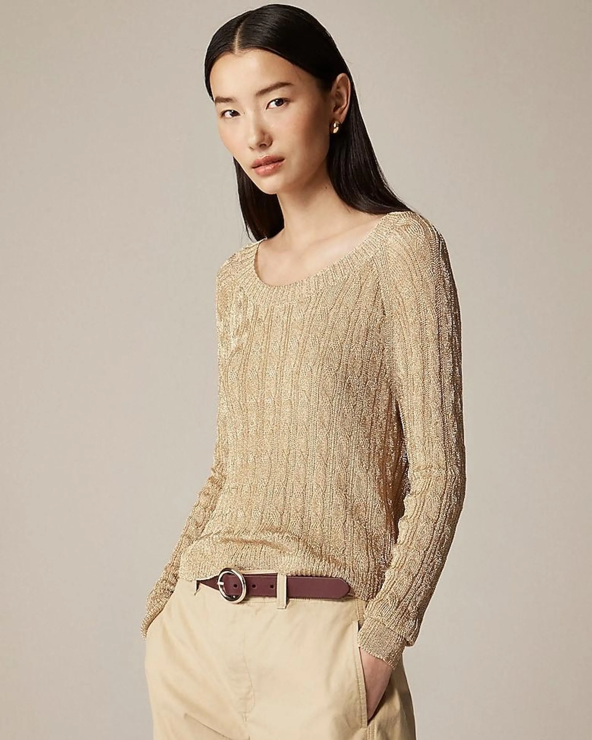 Collection cable-knit sweater with Lurex® metallic threads
