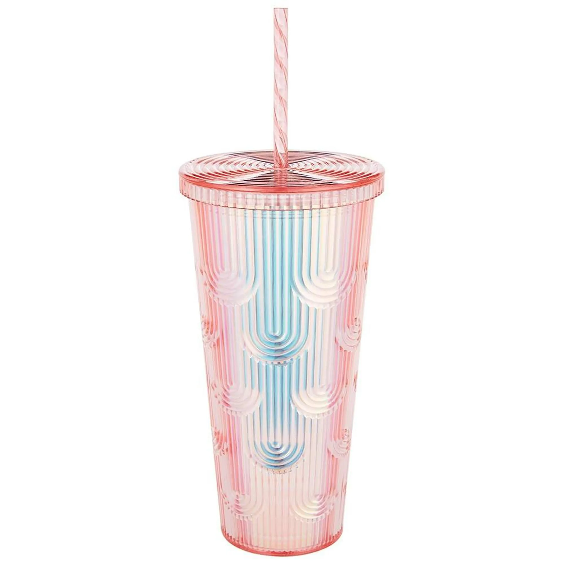 Vaso Hometrends con Popote Plástico 700 ml Rosa