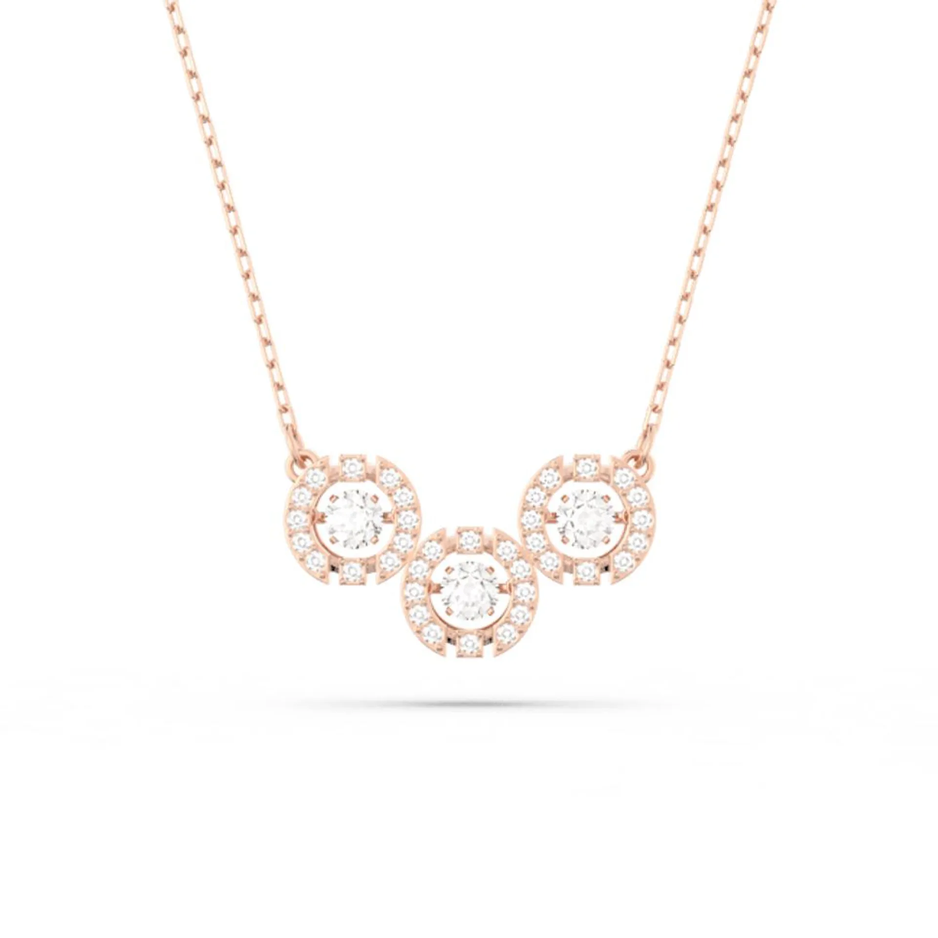 Collar Swarovski Sparkling Dance Trilogy, Talla redonda, Blanco, Baño tono oro rosa