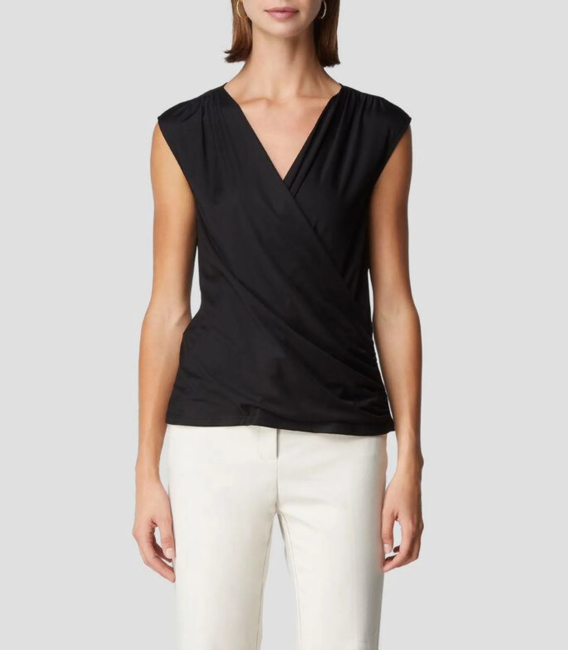 Blusa Negra Envolvente De Punto Mujer