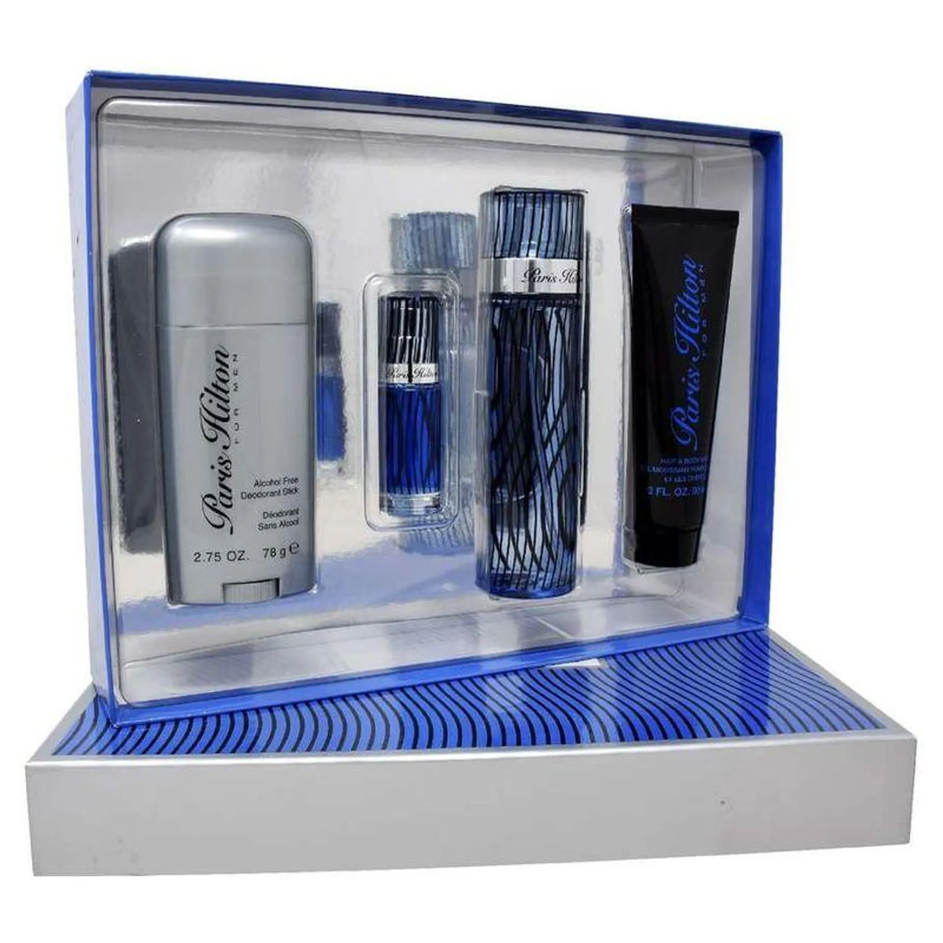 Set Paris Hilton Men 4Pzs 100ml Edt Spray+Shower Gel 90ml+10ml Edt Spray+Desodorante Stick 78G