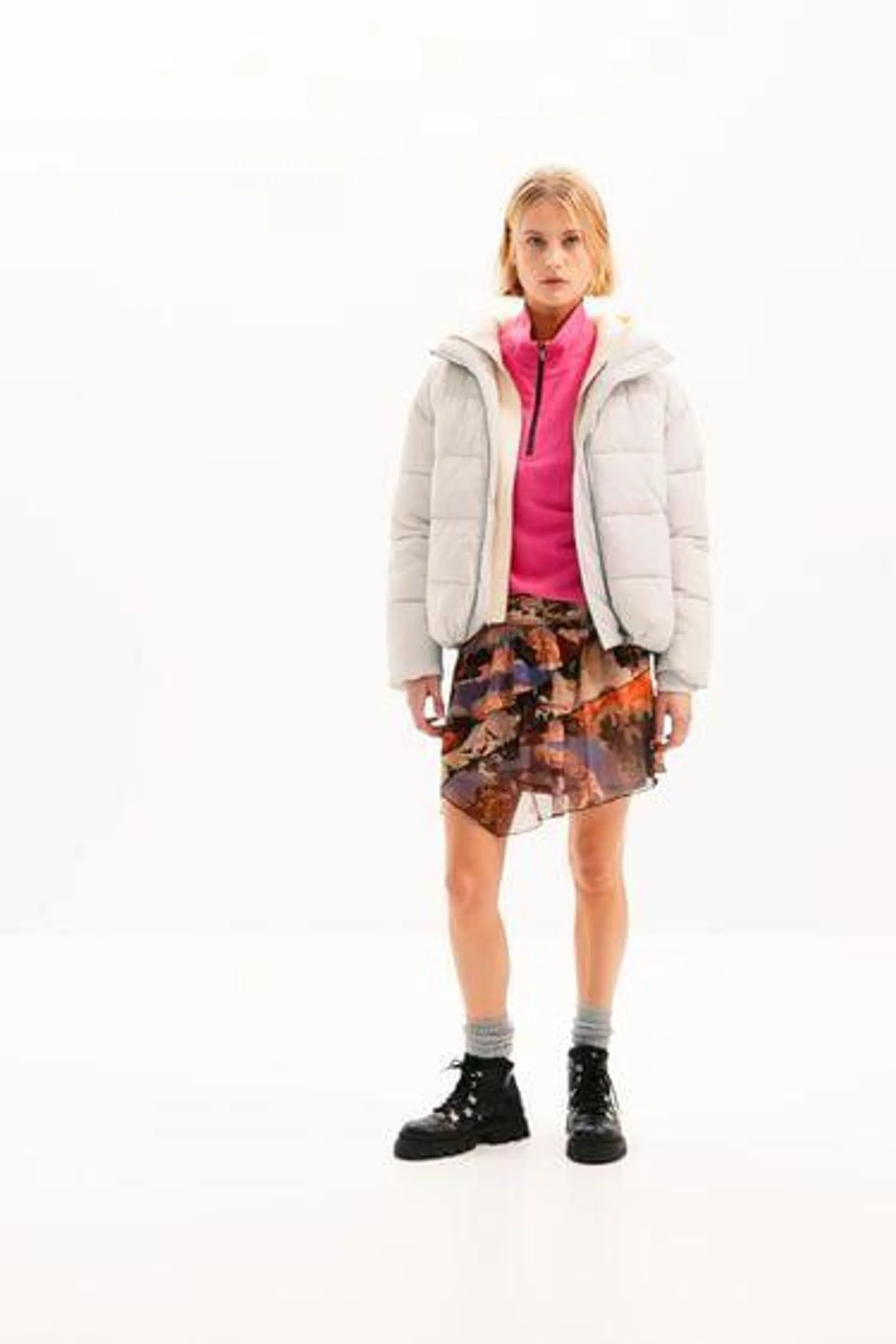 Chaqueta acolchada combinada