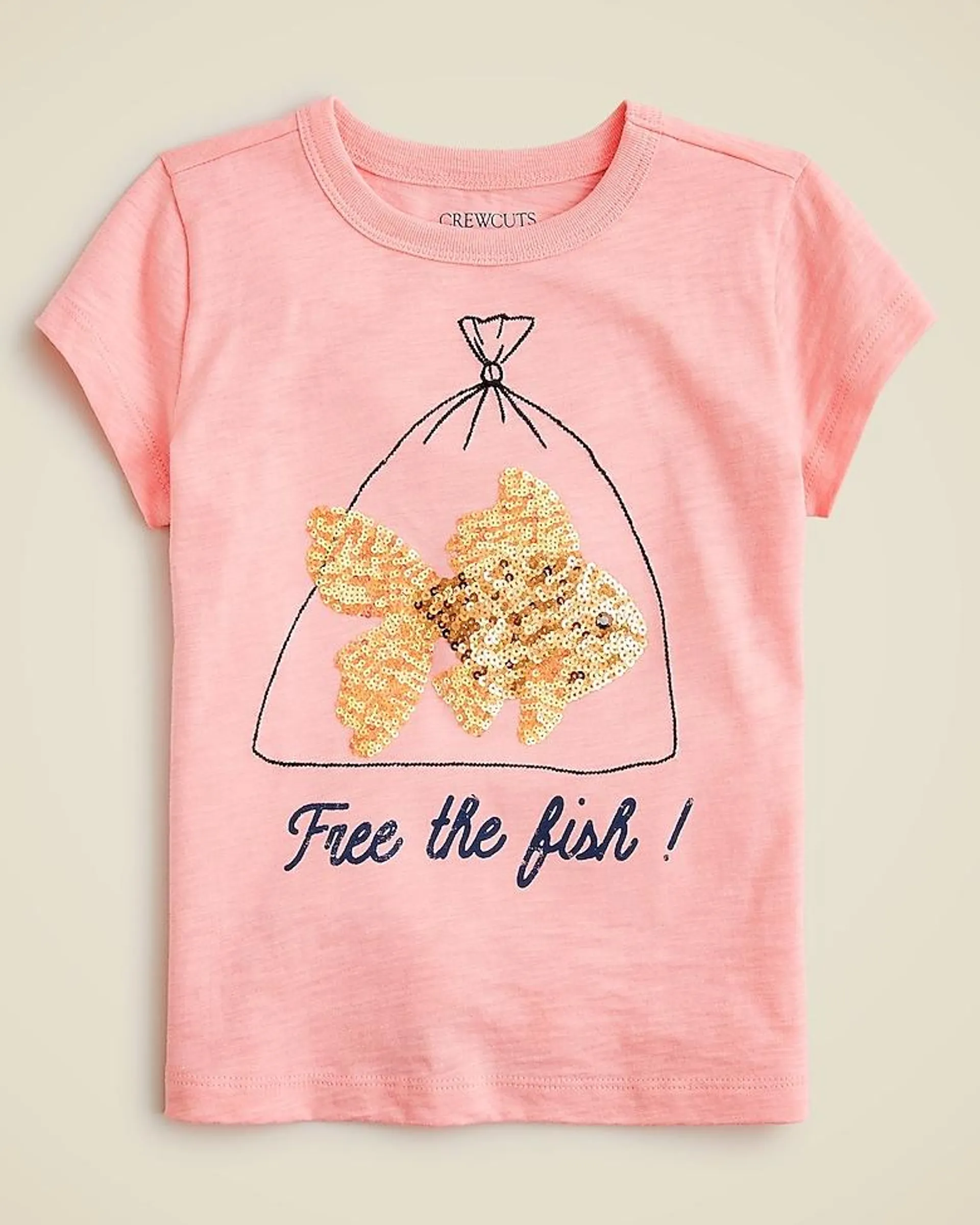 Girls' sequin goldfish graphic T-shirt