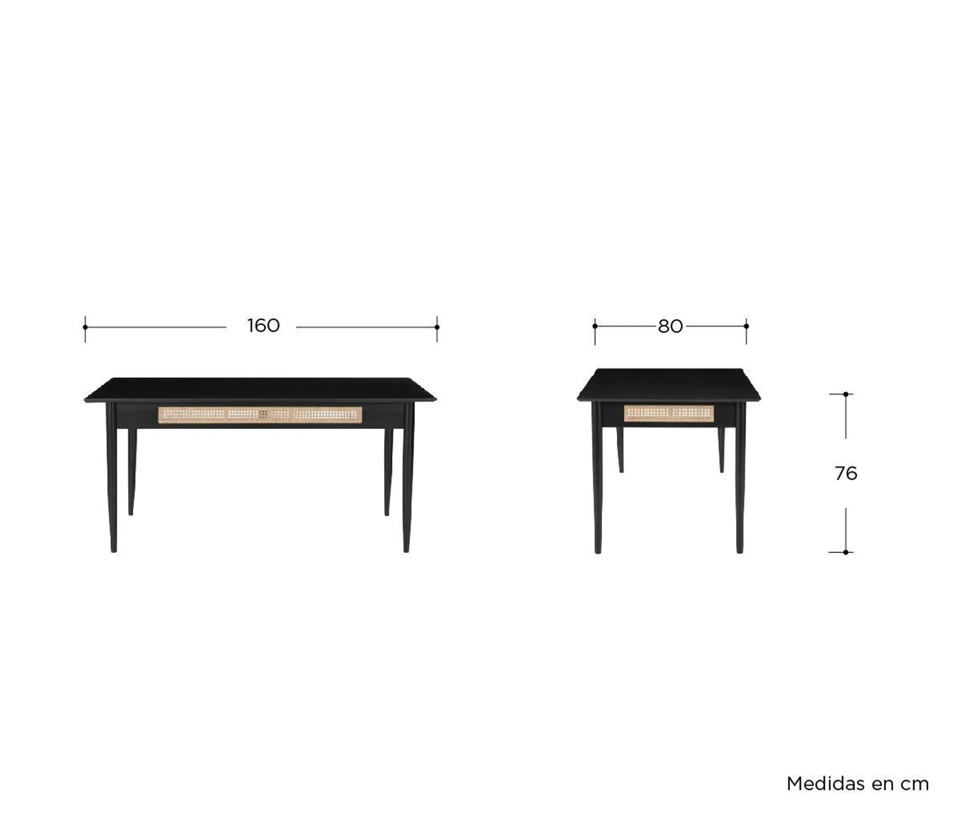 Mesa de comedor Cuenca 160cm - Negro