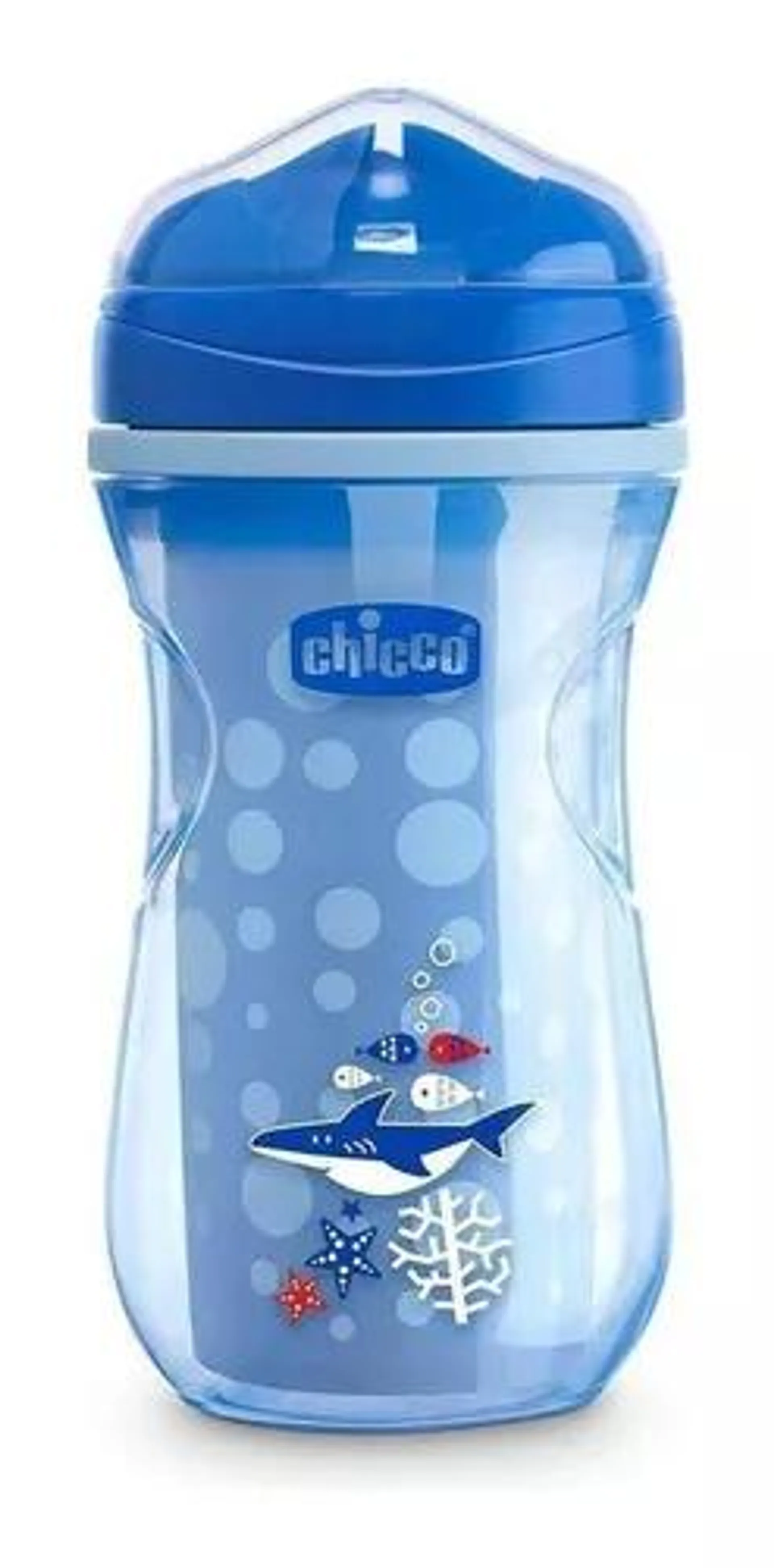 Vaso Entrenador Chicco Active Termico Antiderrames 14m 266ml Color Azul Bolitas Active Cup