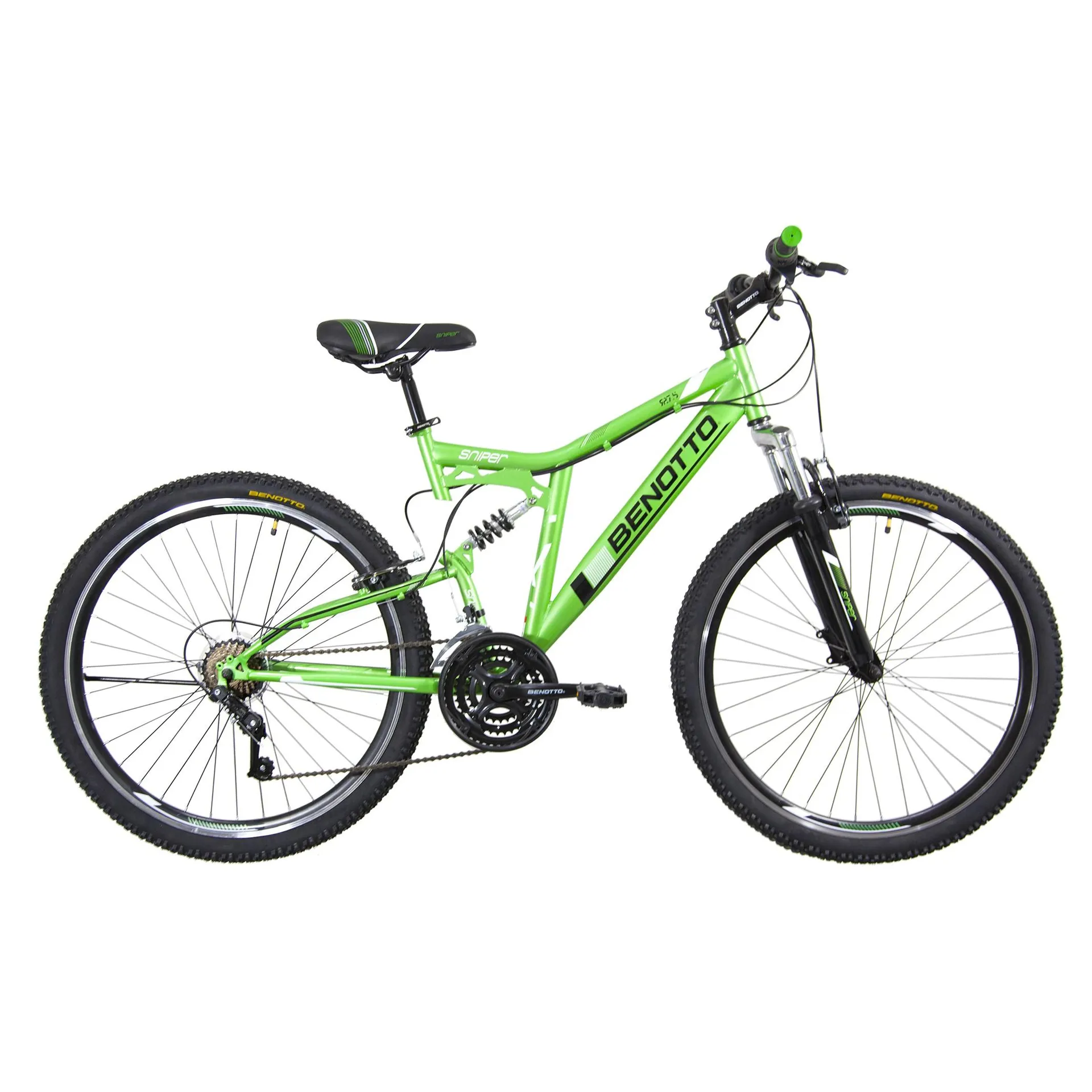 Bicicleta BENOTTO Montaña SNIPER R27.5 21V. Hombre DS Frenos ”V” Acero Verde/Negro Talla:UN