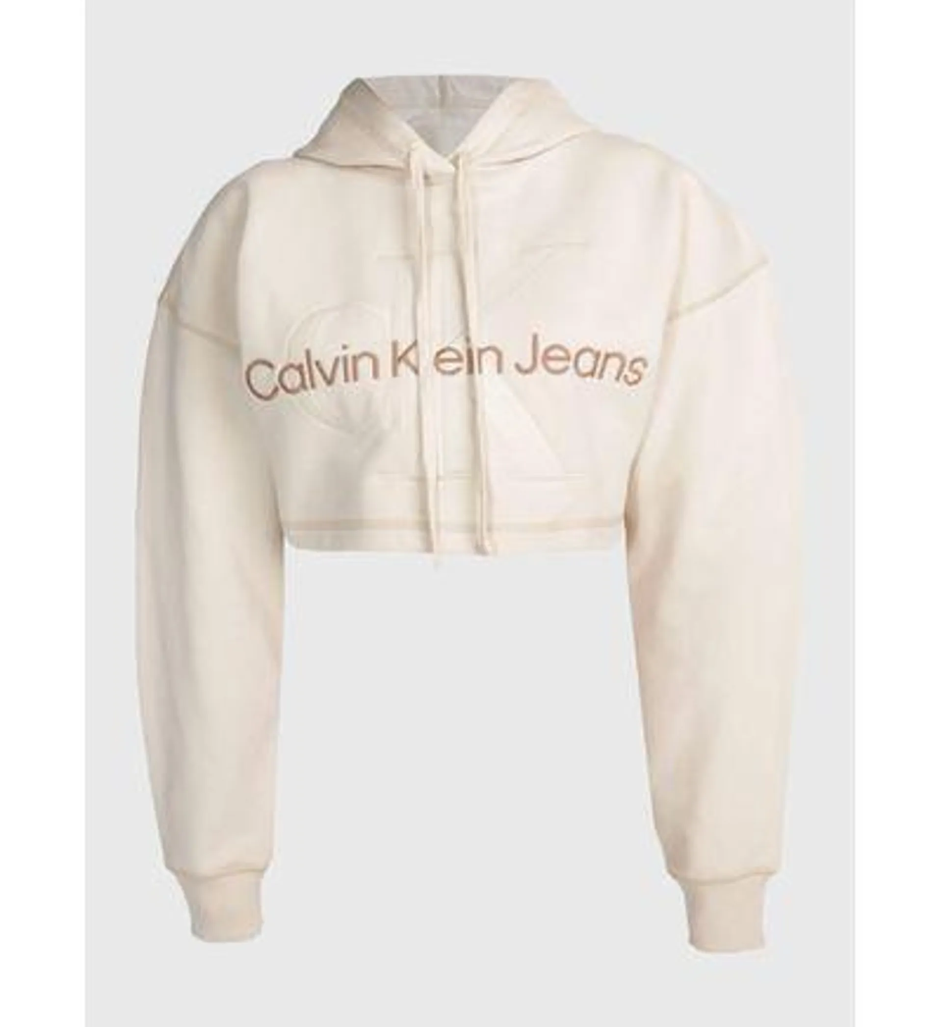 Sudadera Calvin Klein con Monograma Mujer Beige