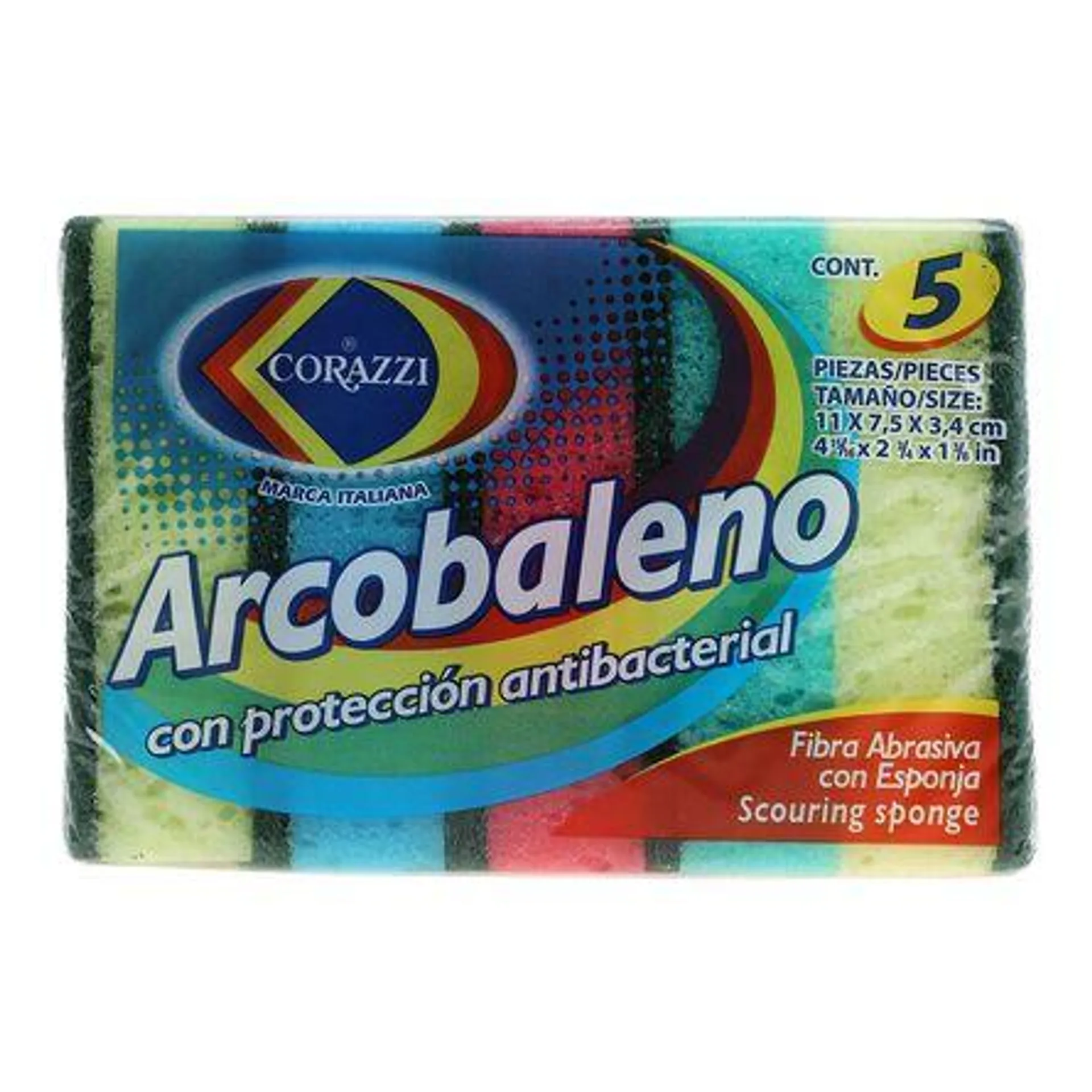 Fibra con Esponja Arcobaleno Corazzi Pack con 5 Piezas