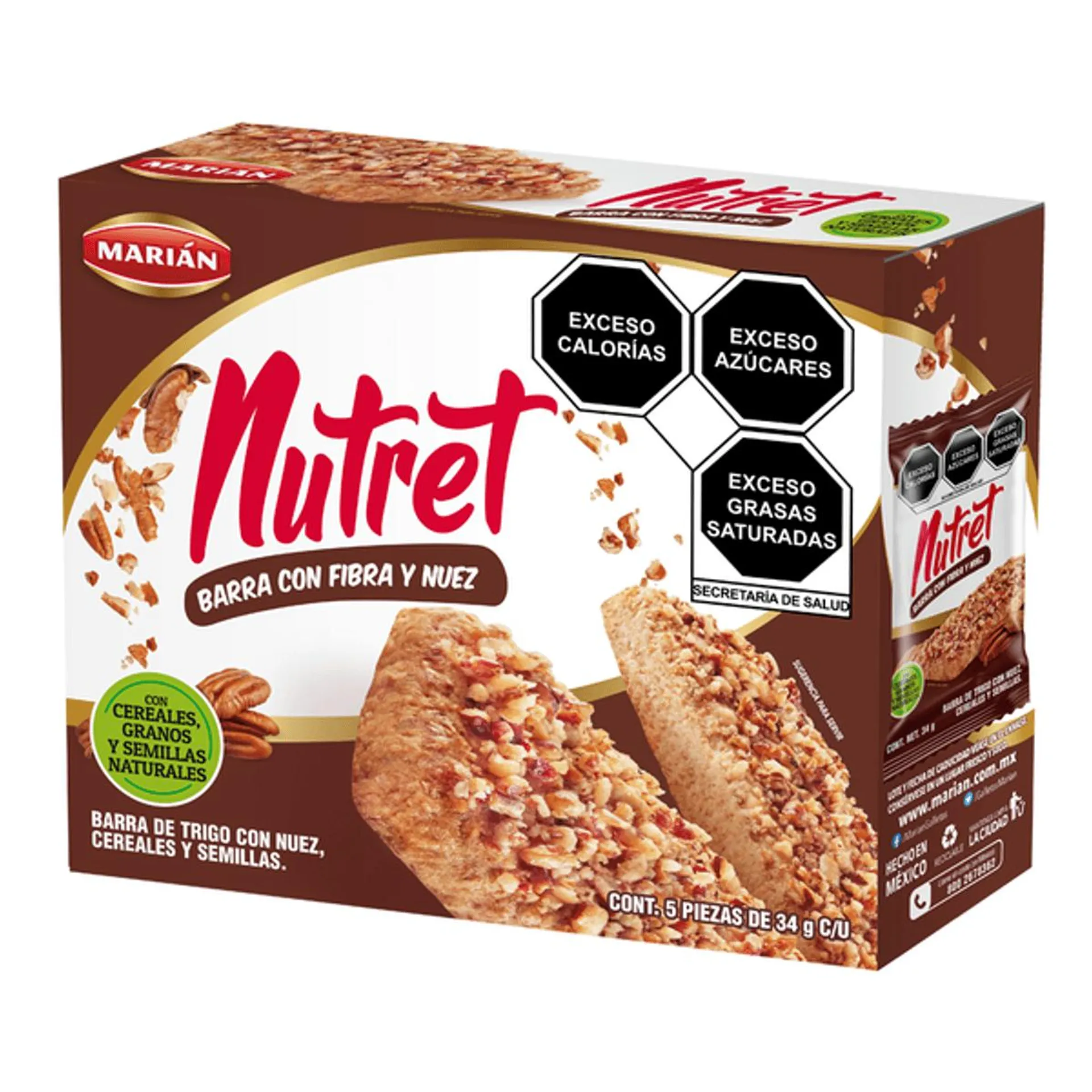 Barra de Trigo Nutret Fibra y Nuez 170 g