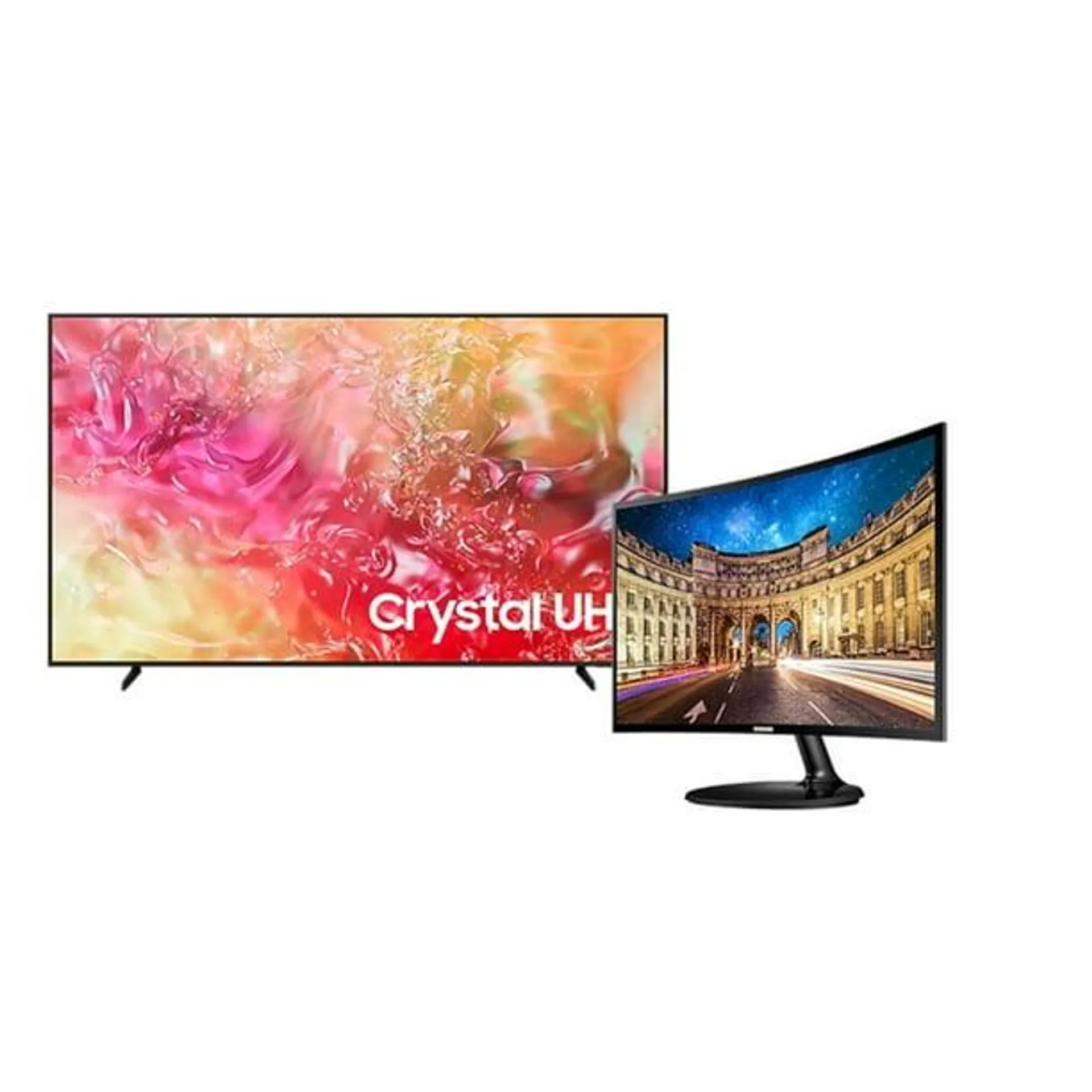 Combo Pantalla 75'' Samsung 4K DU7010 + Monitor Curvo 24''