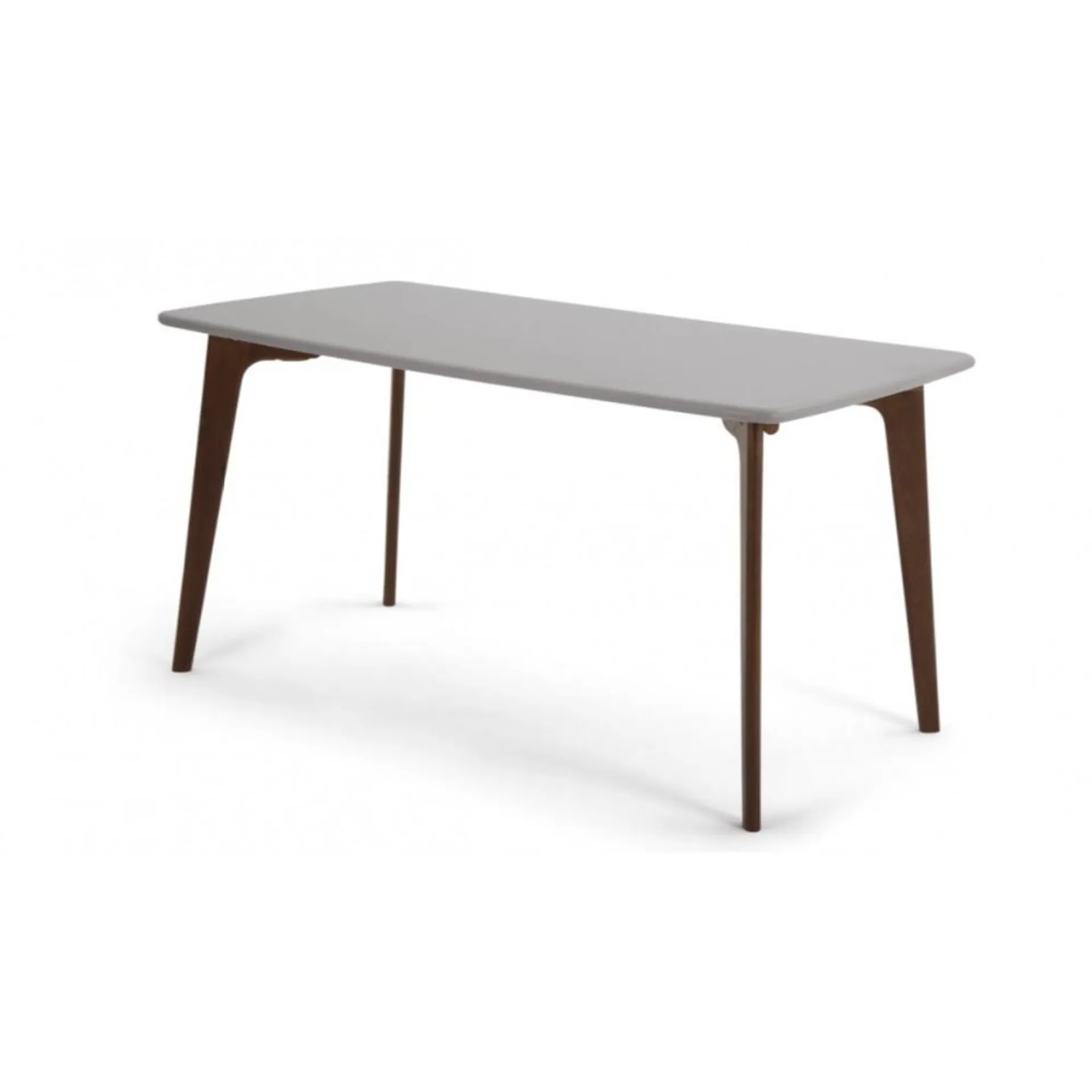 Nolam - Mesa de comedor rectangular minimalista madera encino tinta nogal y color gris claro