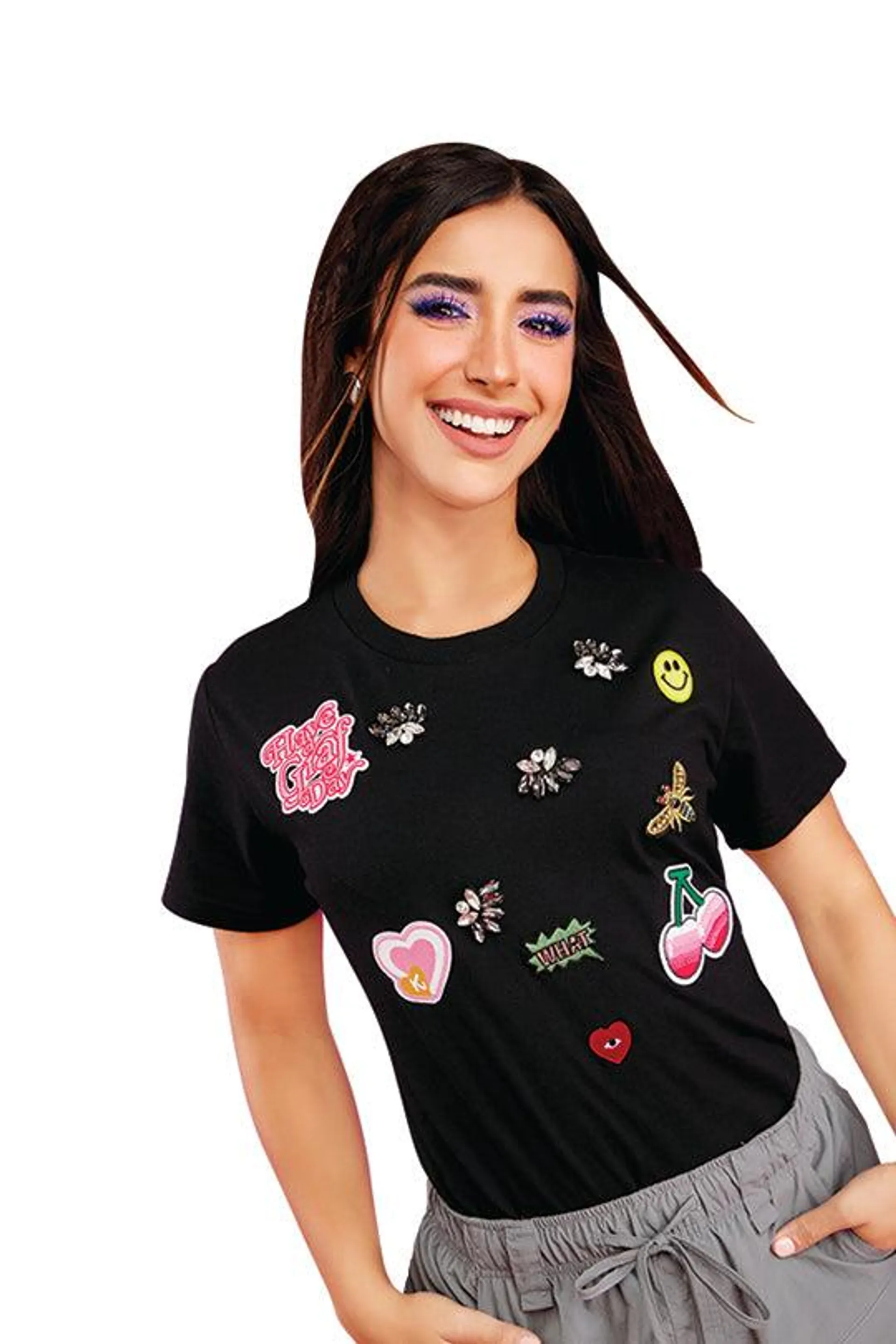 PLAYERA NEGRO CON PARCHES 90324