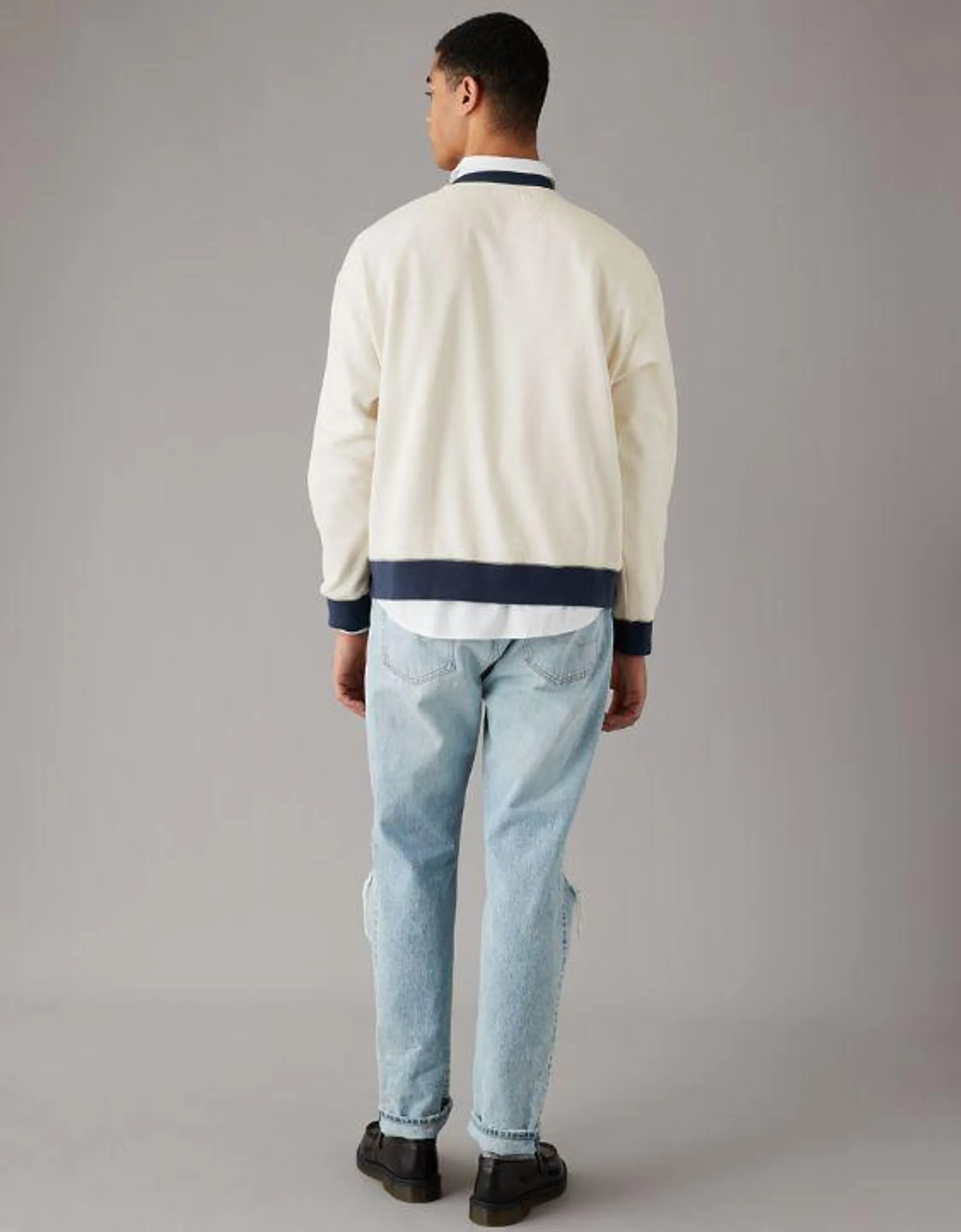 Sudadera de fleece con cuello redondo y colores contrastantes AE